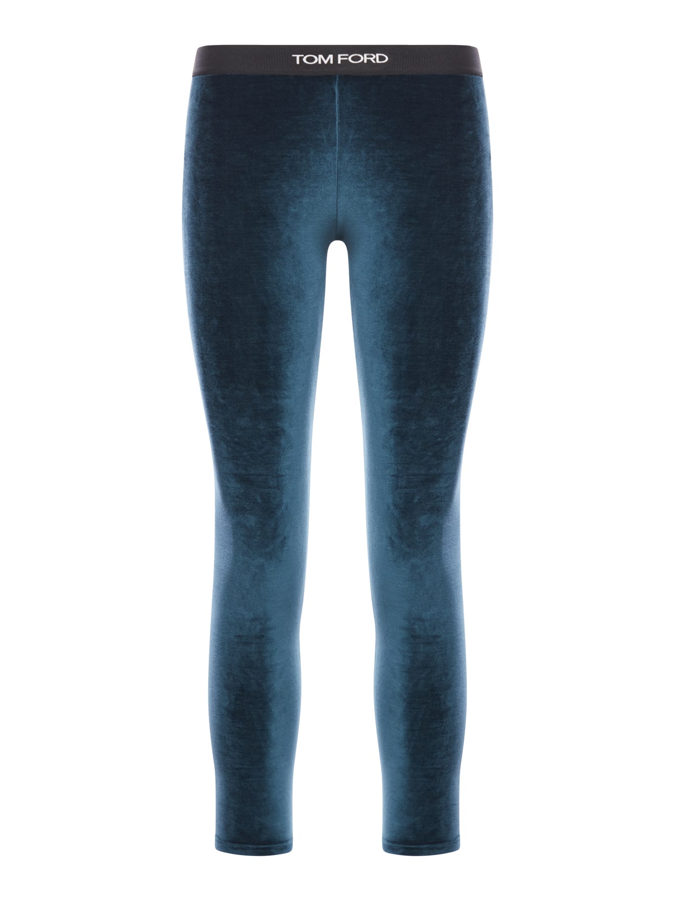 Shop Tom Ford Stretch Lustrous Velour Signature Leggings In Dark Emerald