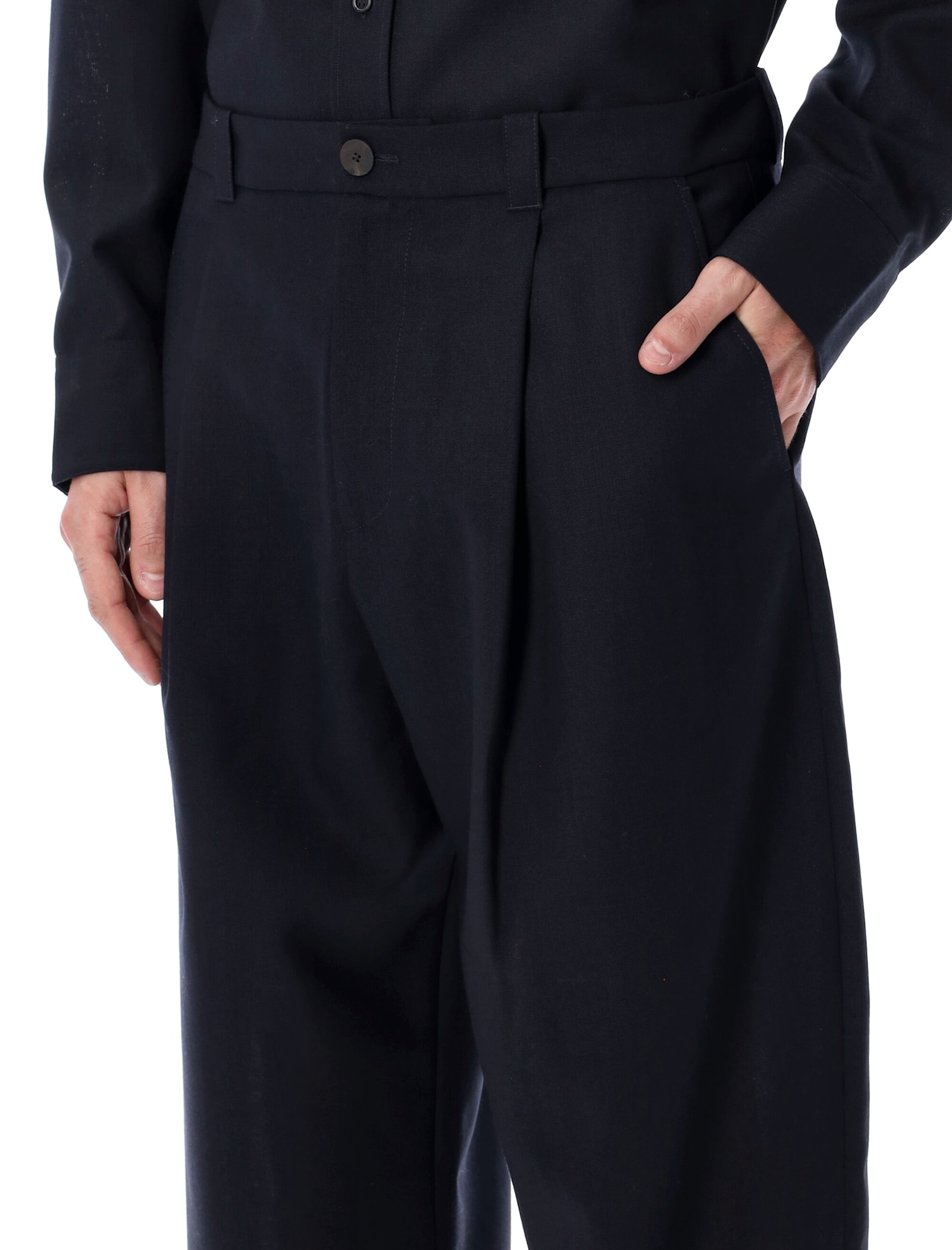 Studio Nicholson Tucked Front Pants With Tailored Silhouette In Black