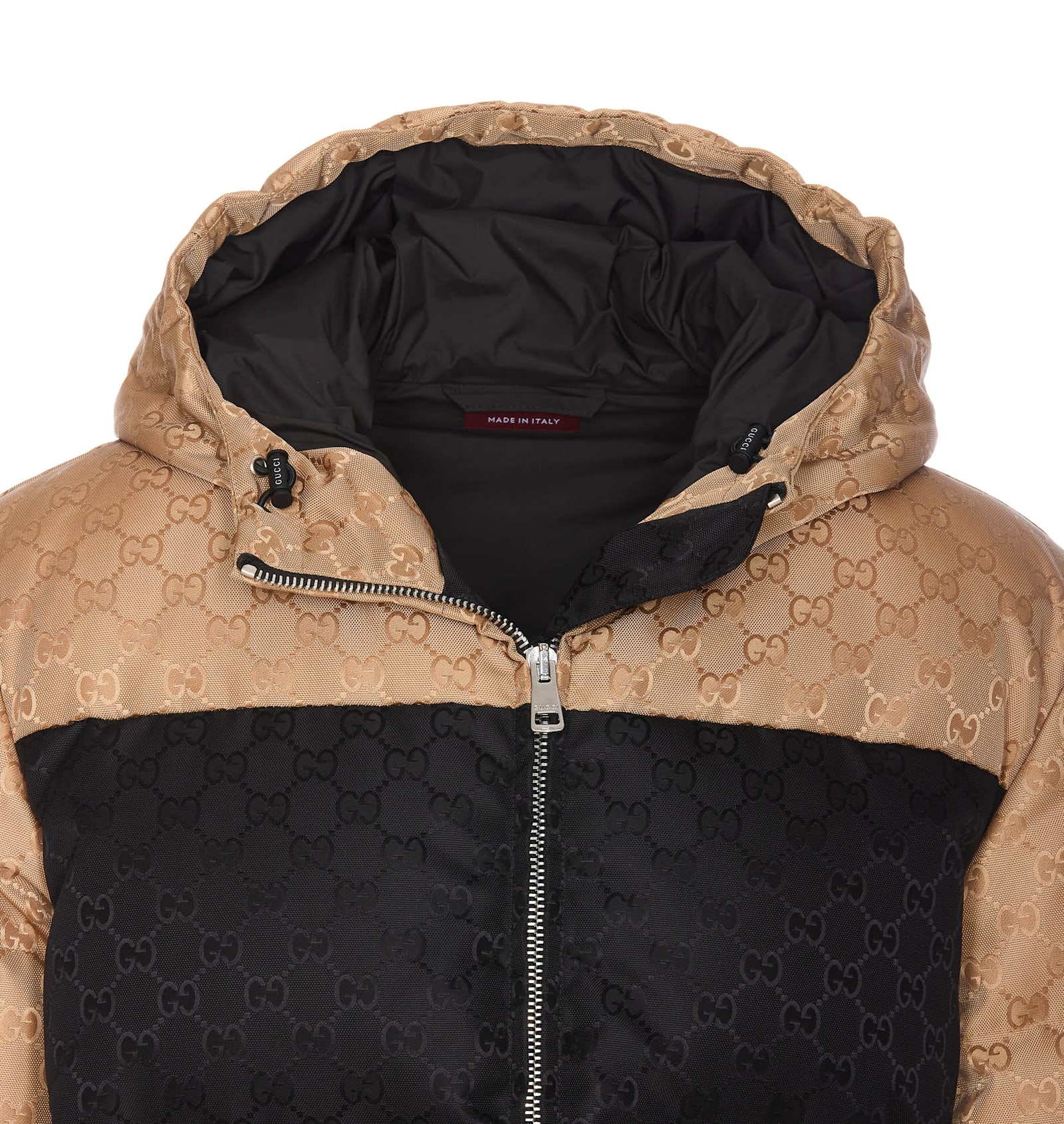 Shop Gucci Gg Nylon Canvas Puffer Jacket In Black