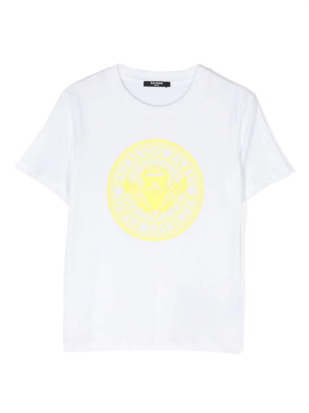 Shop Balmain White T-shirt With Rubberized Logo