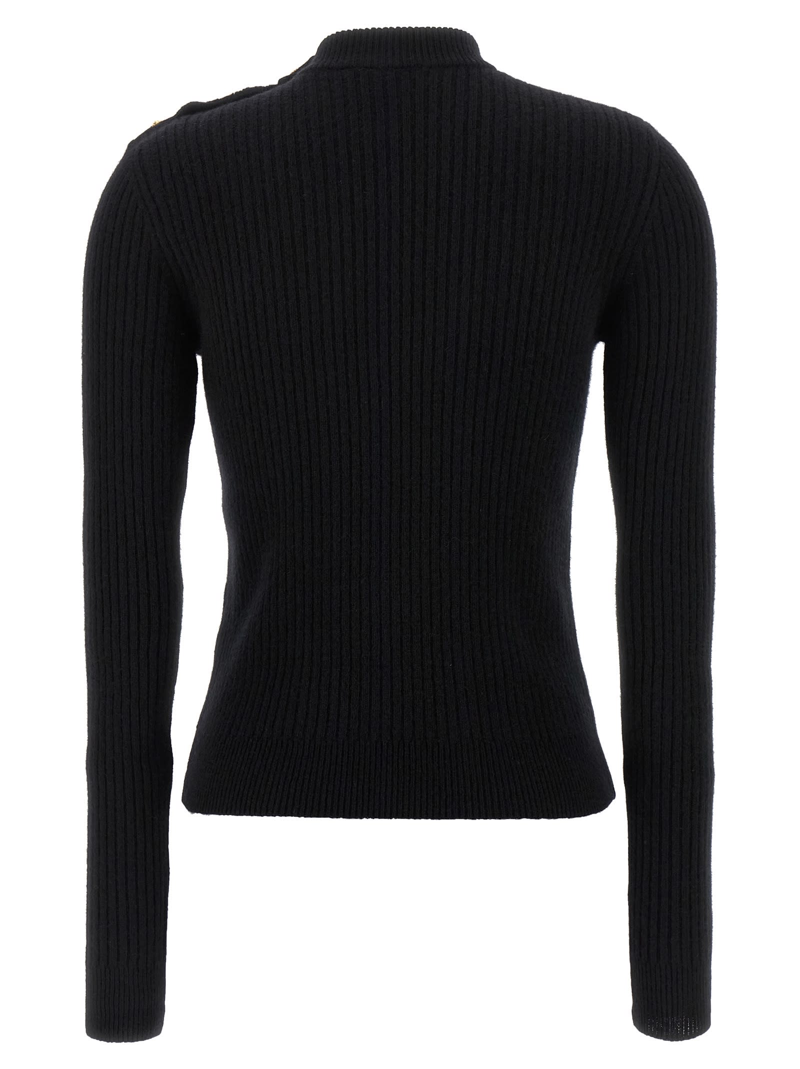 Balmain Eco-cashmere Button Sweater Sweaters And Cardigans Black In Black