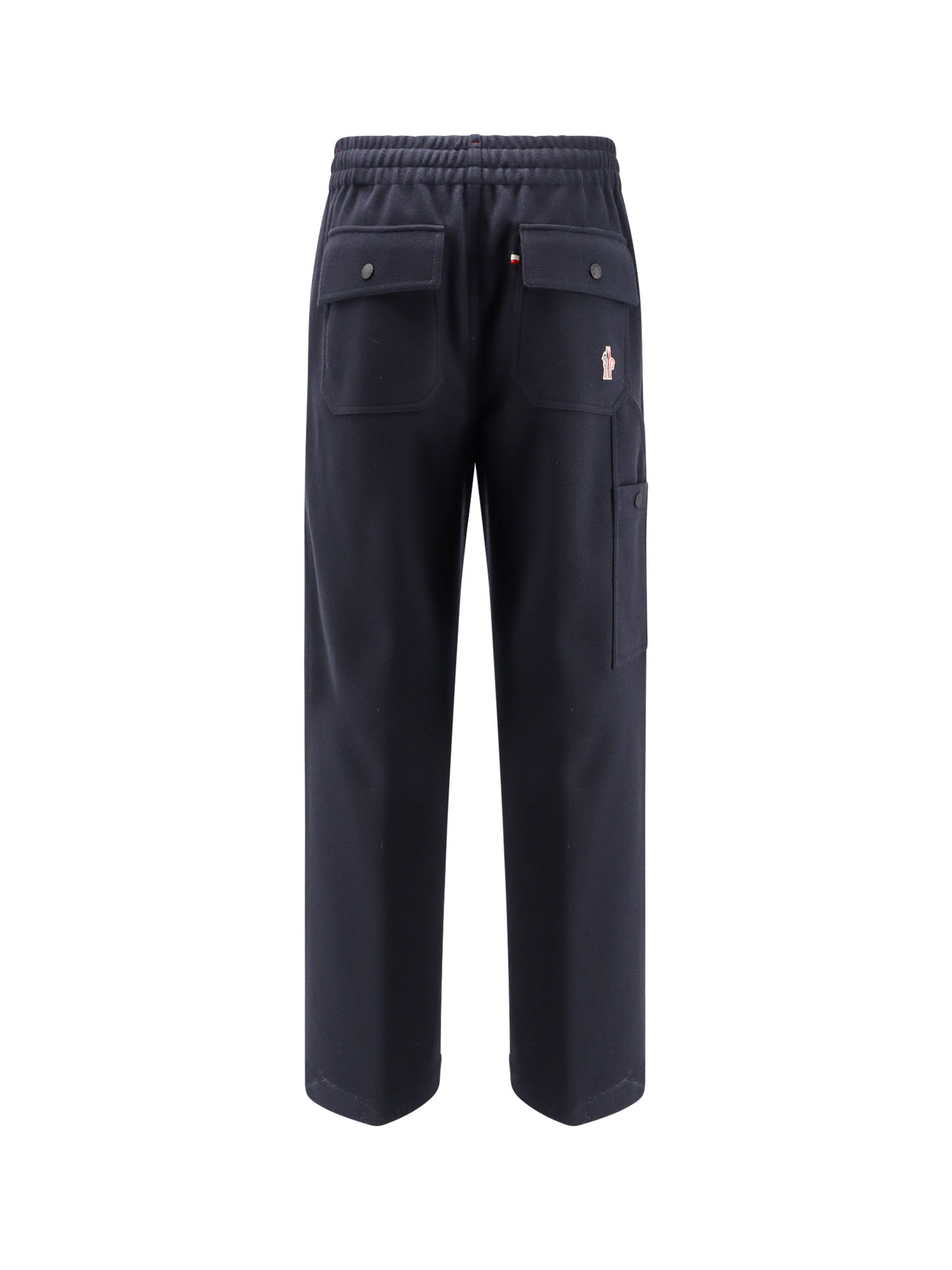 Moncler Interlock Trousers With Embossed Logo In Blue