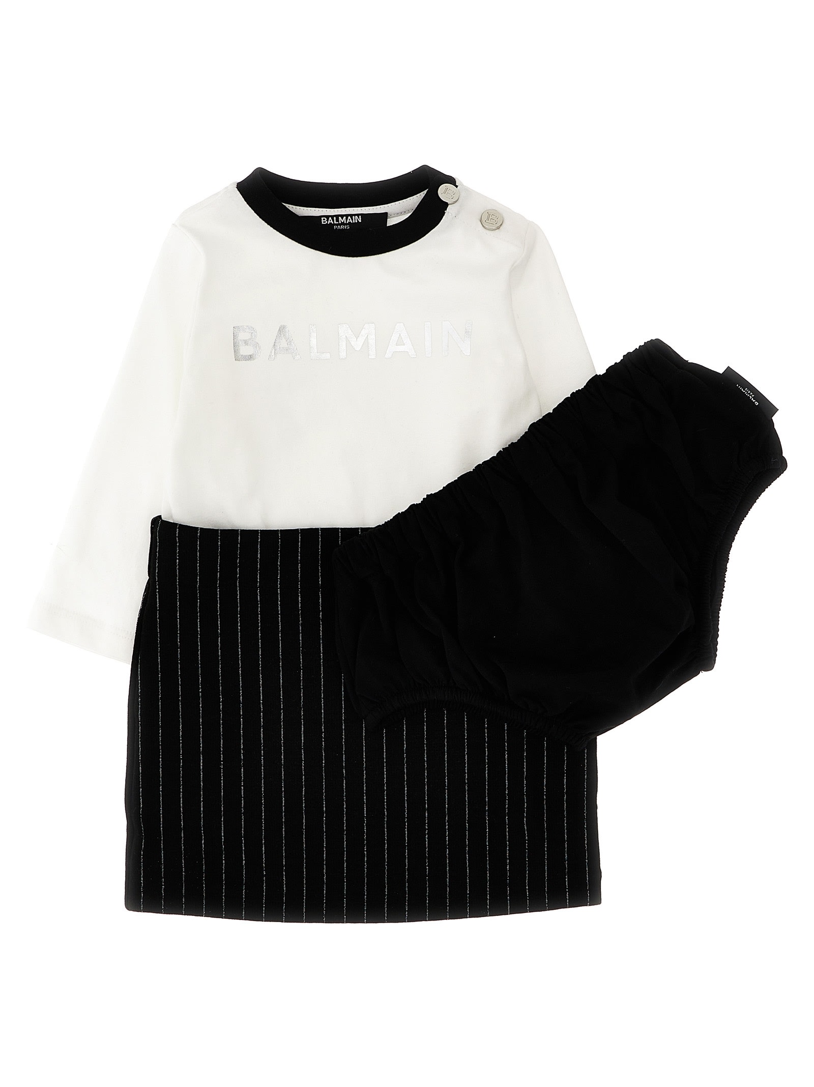 Shop Balmain Logo Dress + Briefs In Black/white