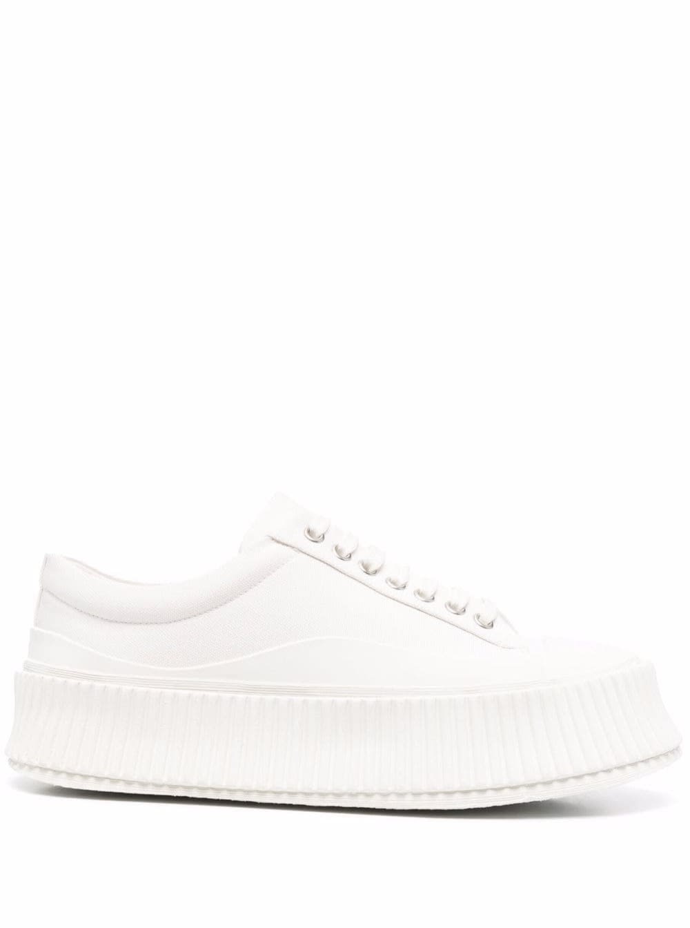 Shop Jil Sander Womans White Recycled Cotton Sneakers