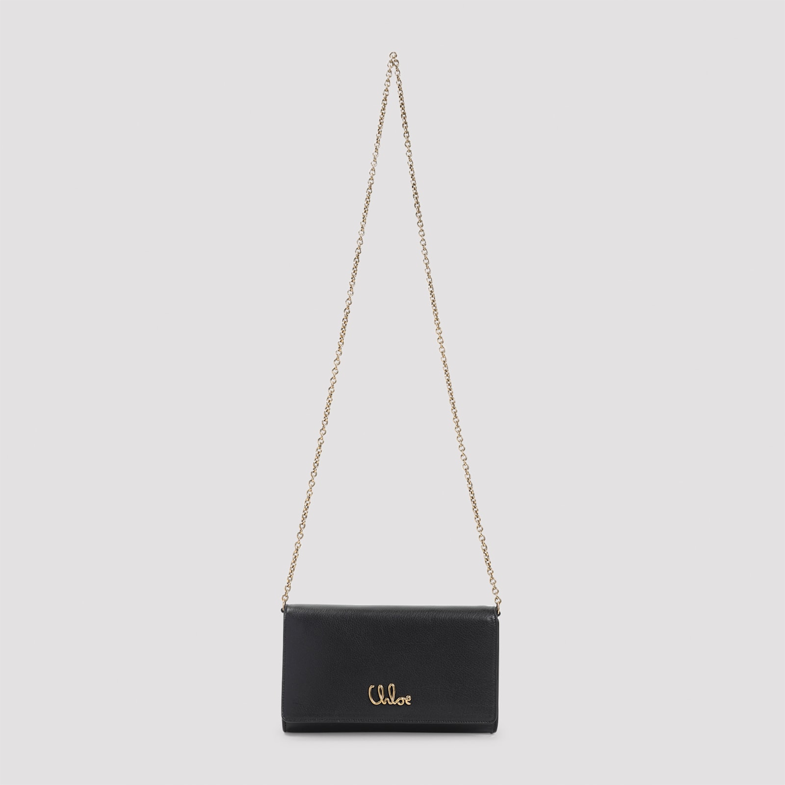 Chloé Compact Black Buffalo Leather Shoulder Bag In Black