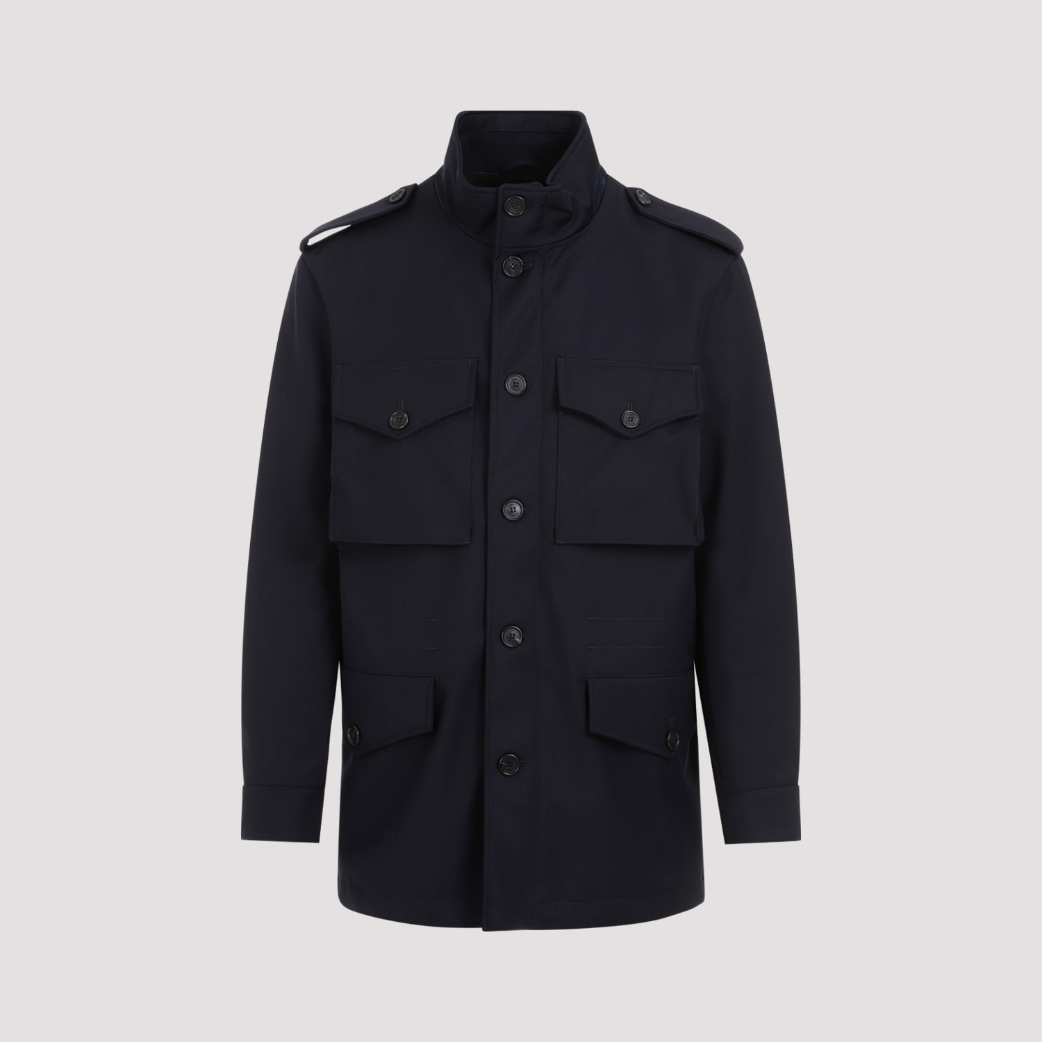 Shop Dunhill Tech Wool Field Jacket In Dark Ink