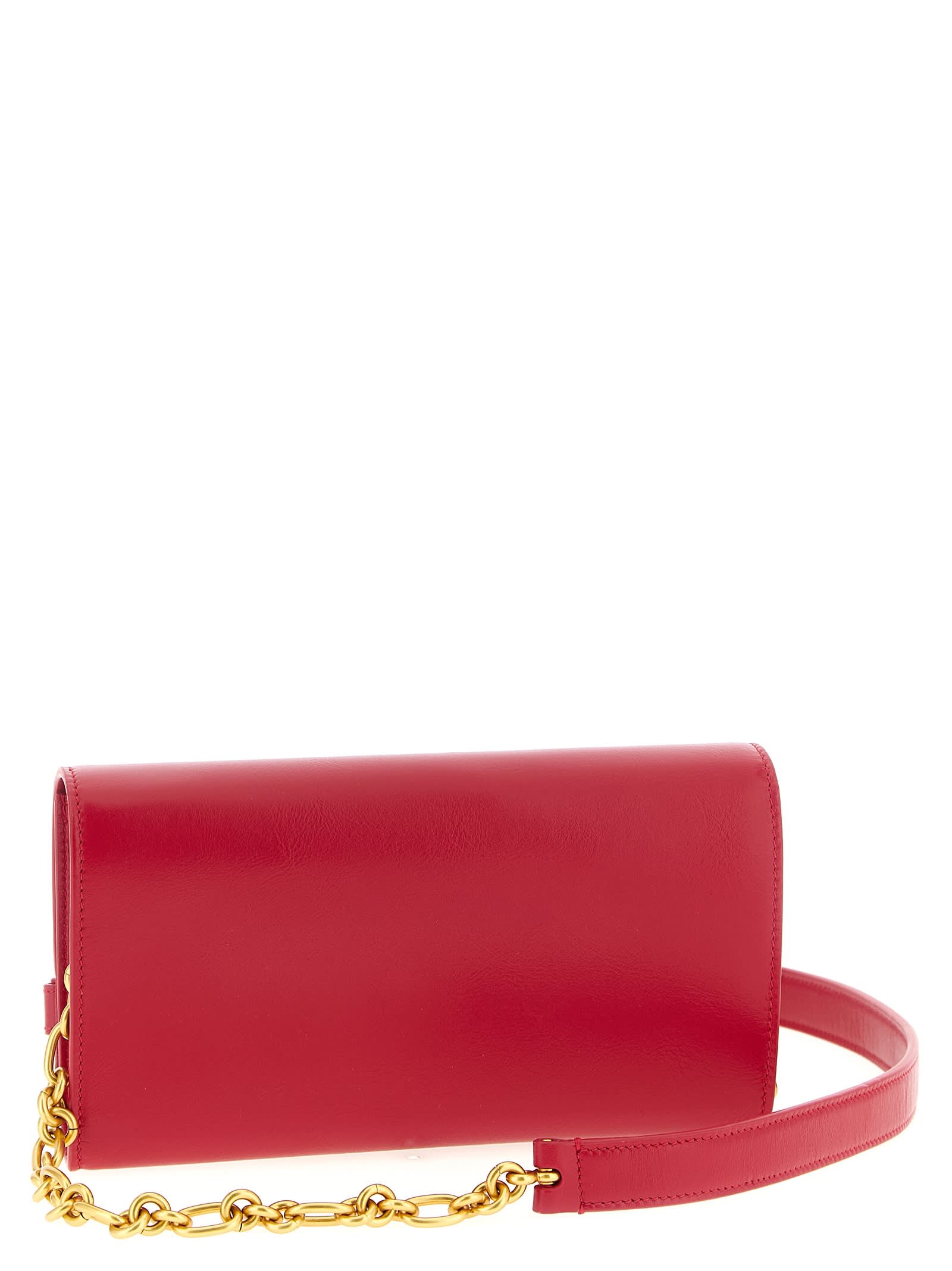 Balmain Shuffle Chain Wallet Buckle Detail In Red