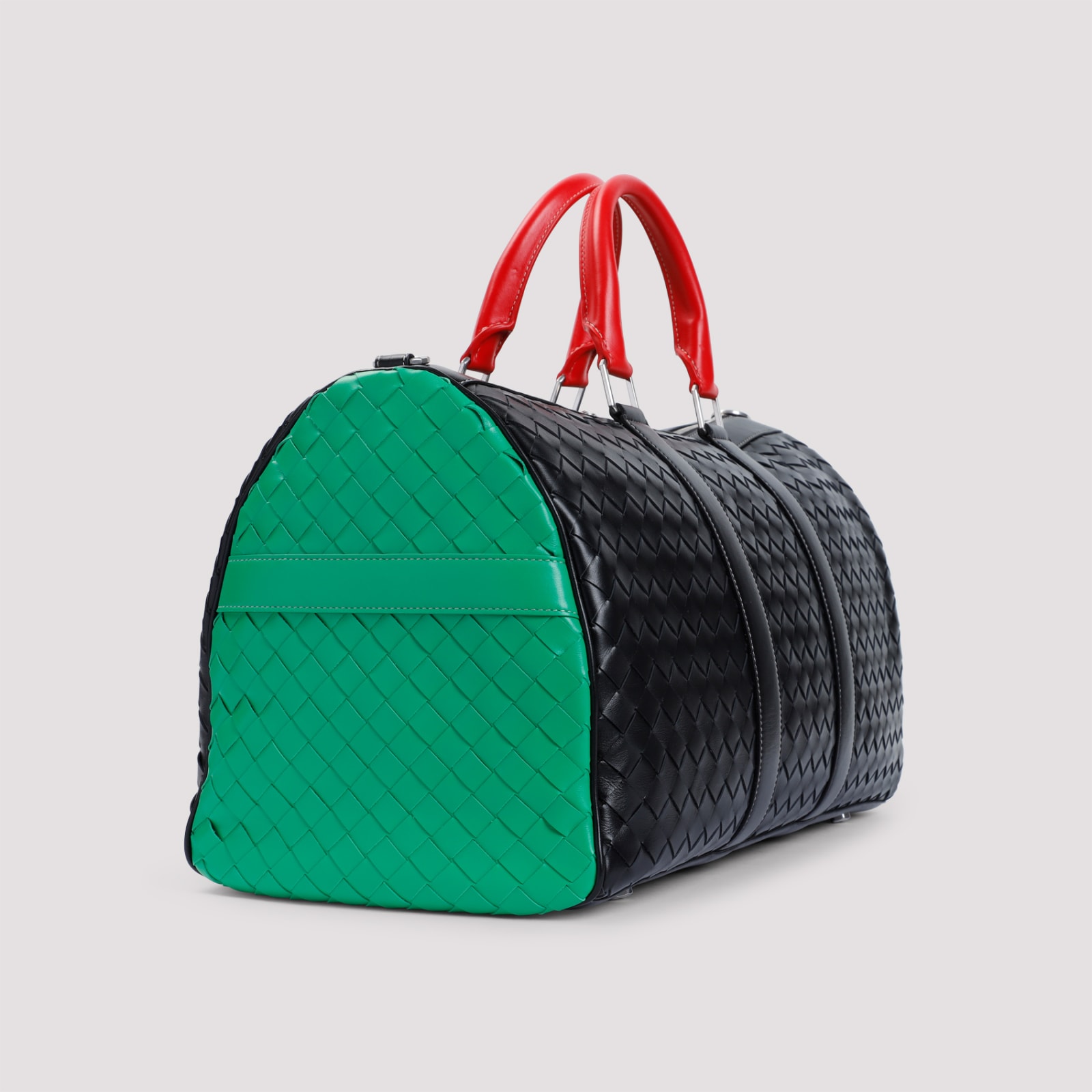 Shop Bottega Veneta Colorblock Duffle In Black Parakeet