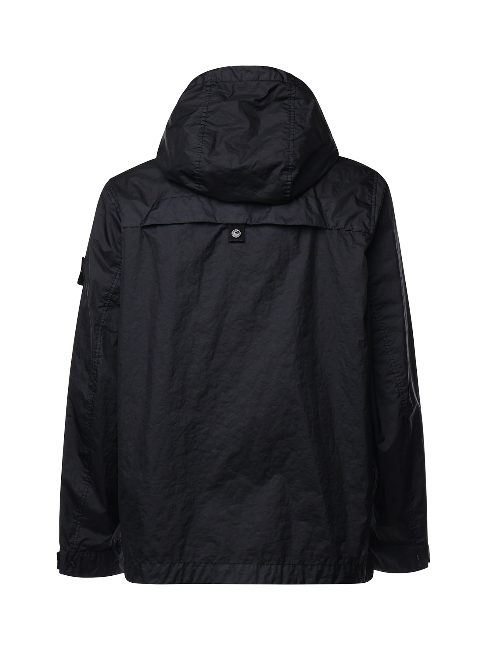 Stone Island Logo Sleeve Zip Windbreaker In Blue