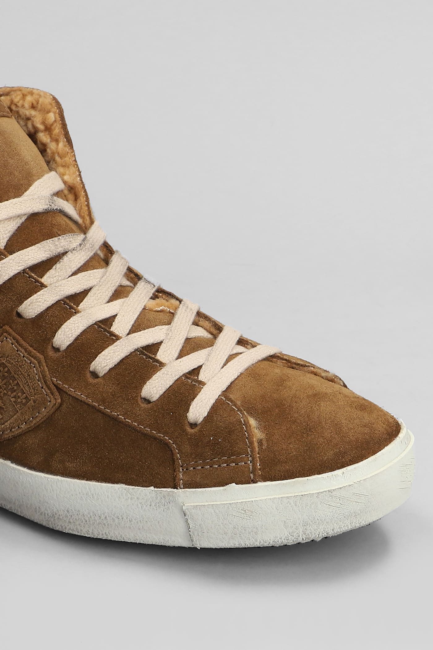 Shop Philippe Model Prsx High Sneakers In Leather Color Suede