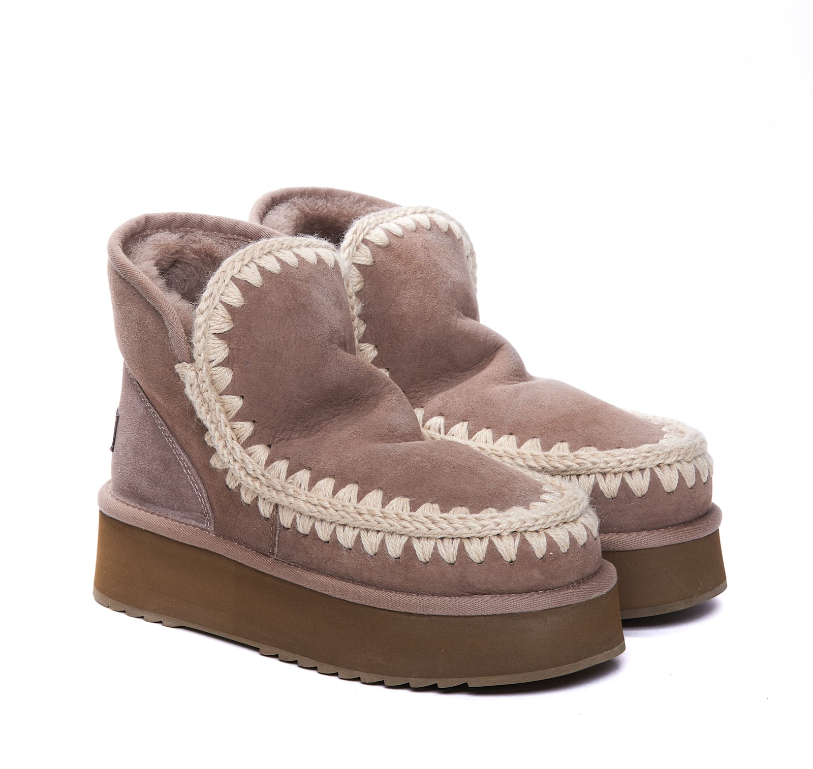 Shop Mou Mini Eskimo Platform Booties In Grey