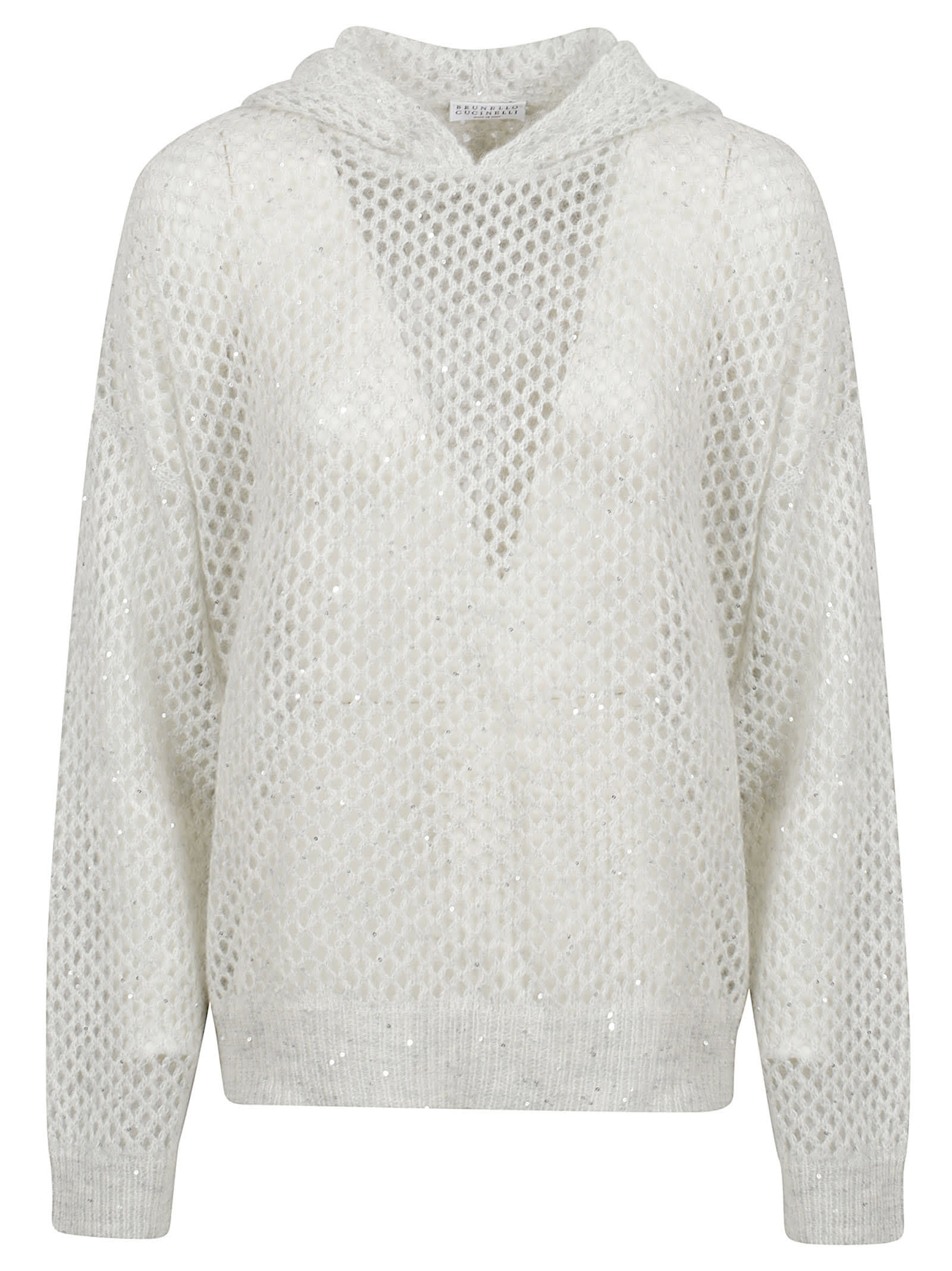 Brunello Cucinelli Dazzling Mesh Jumper In White