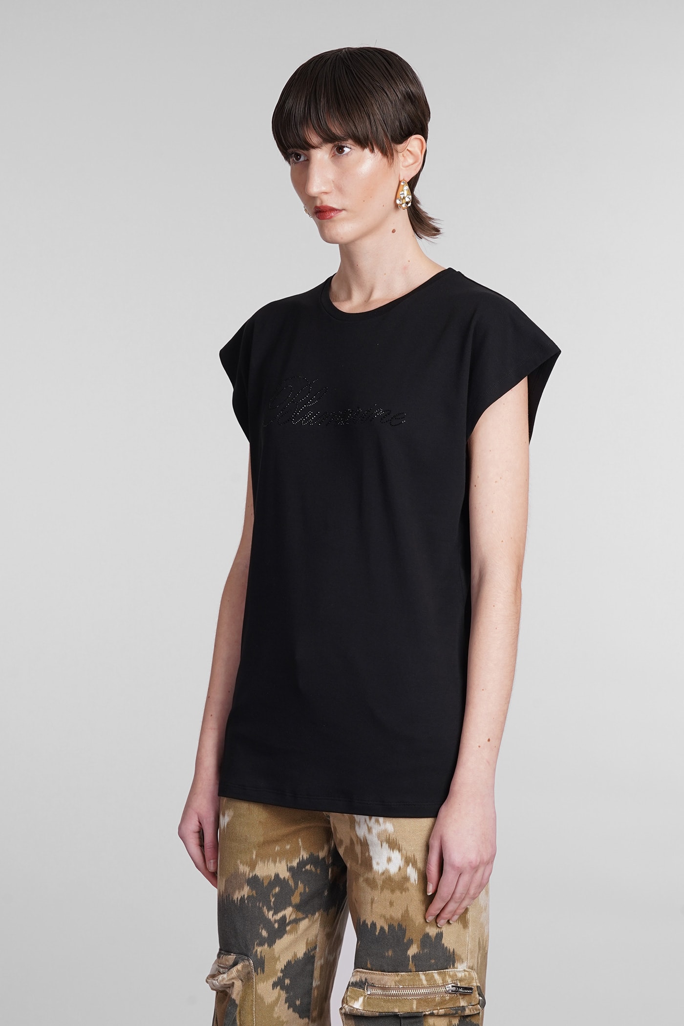 Shop Blumarine T-shirt In Black Cotton