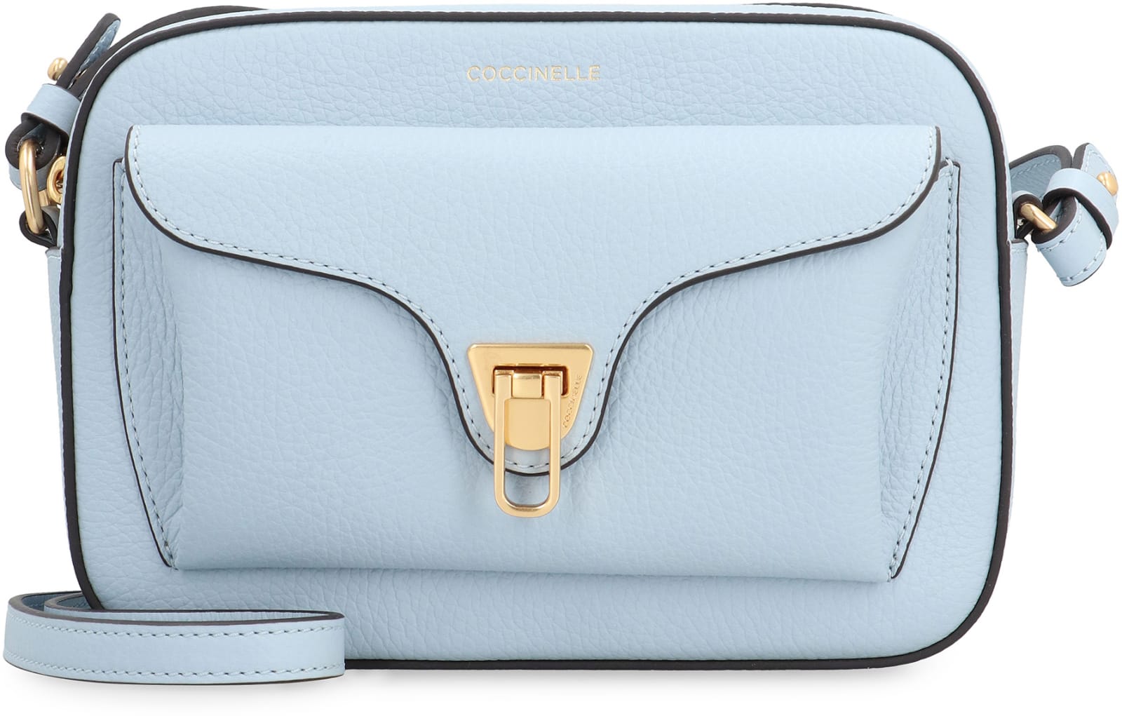 Shop Coccinelle Beat Soft Leather Crossbody Bag In Light Blue