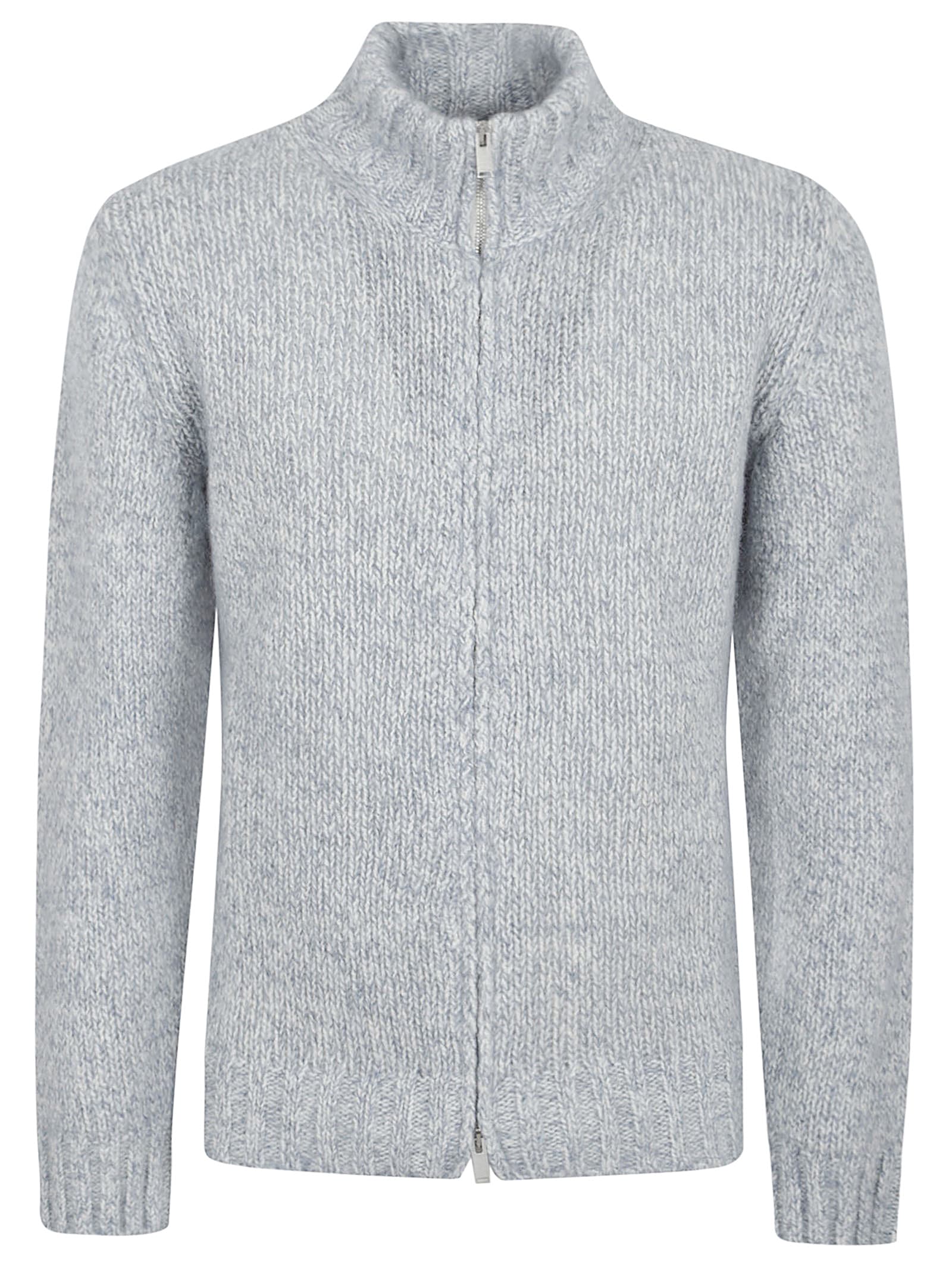 Lardini Knitted Zip-up Sweater With High Collar In White