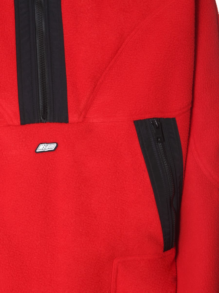 Msgm Zip Sweatshirt In Red