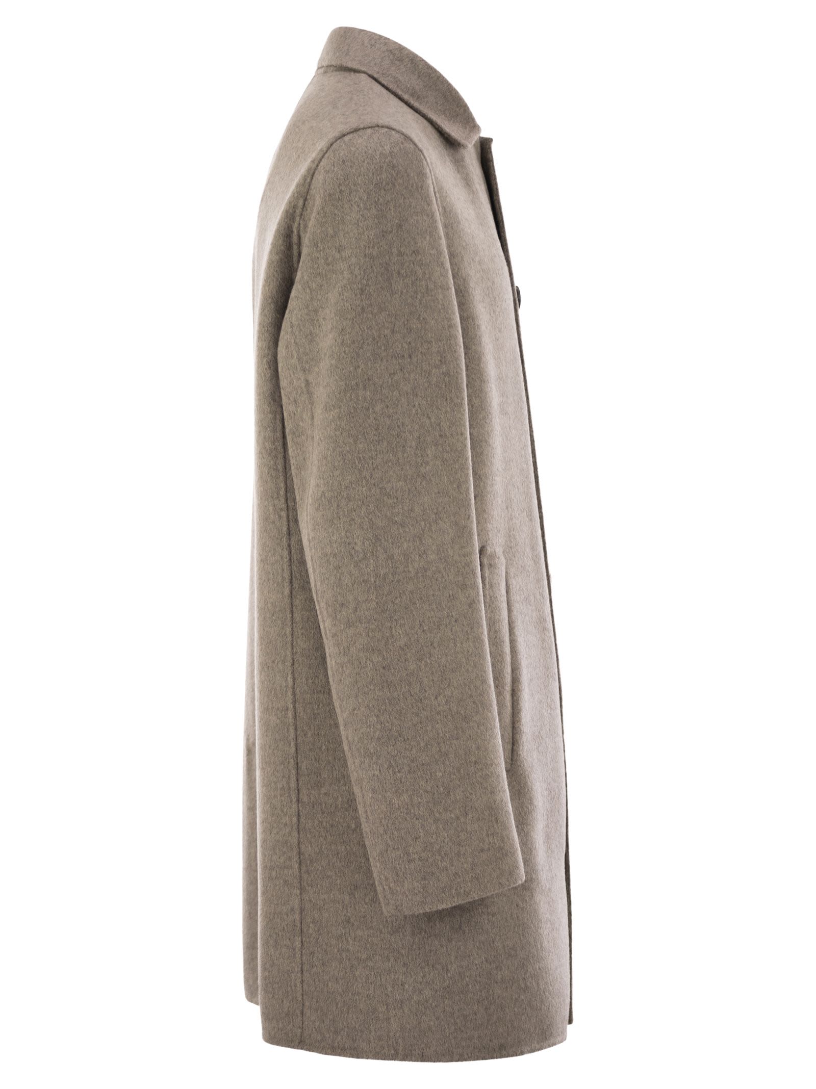 Shop Paltò Alfredo - Wool-blend Coat In Turtledove