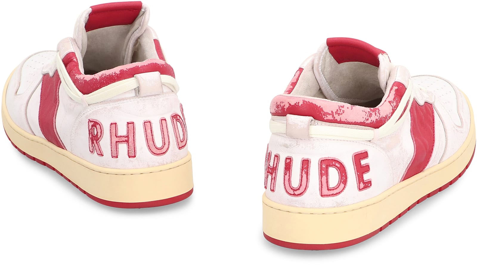 Rhude Rhecess Leather Low-top Sneakers In Red