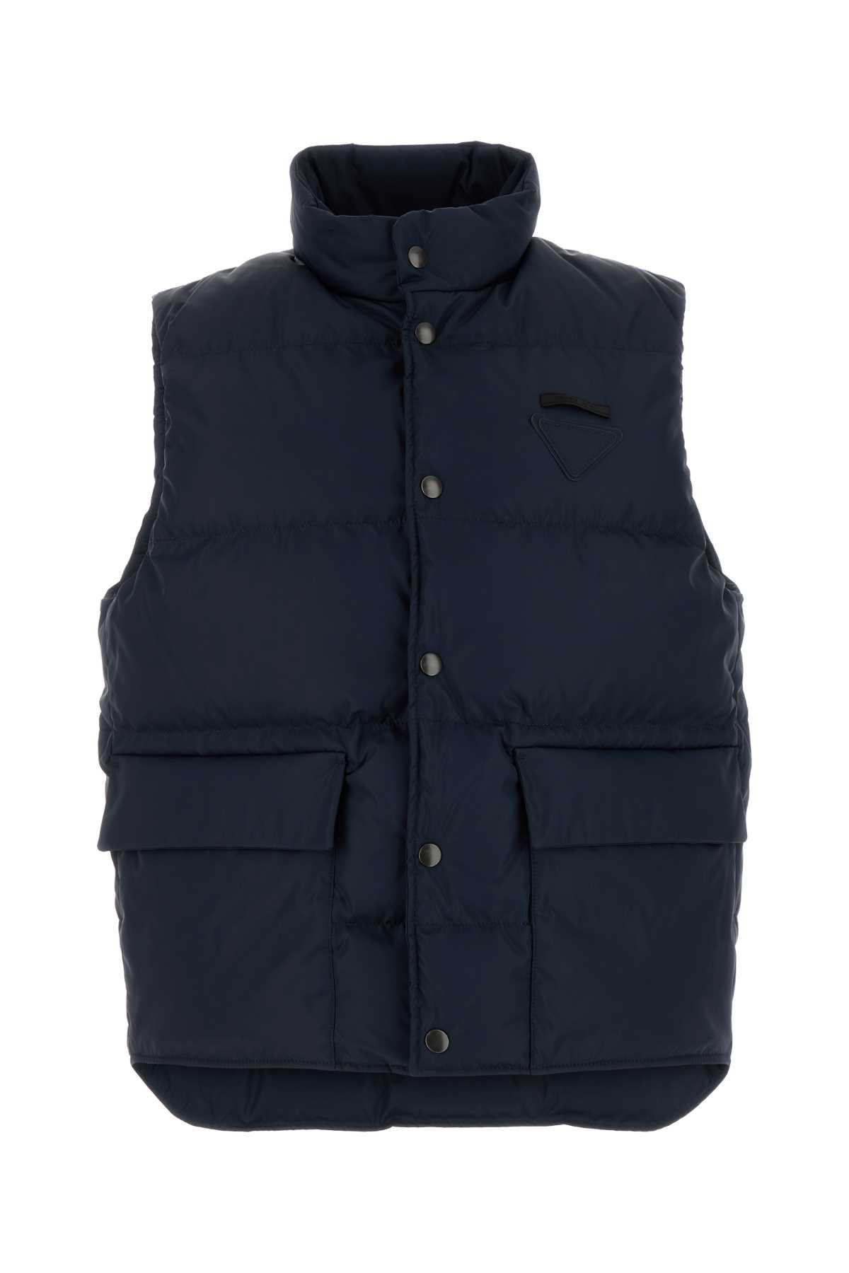 Prada Navy Blue Re-nylon Sleeveless Down Jacket
