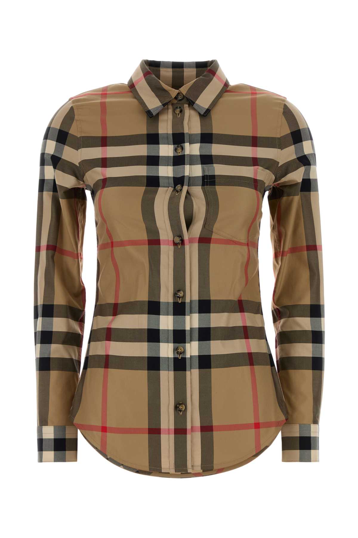 Burberry Embroidered Cotton Shirt In Brown