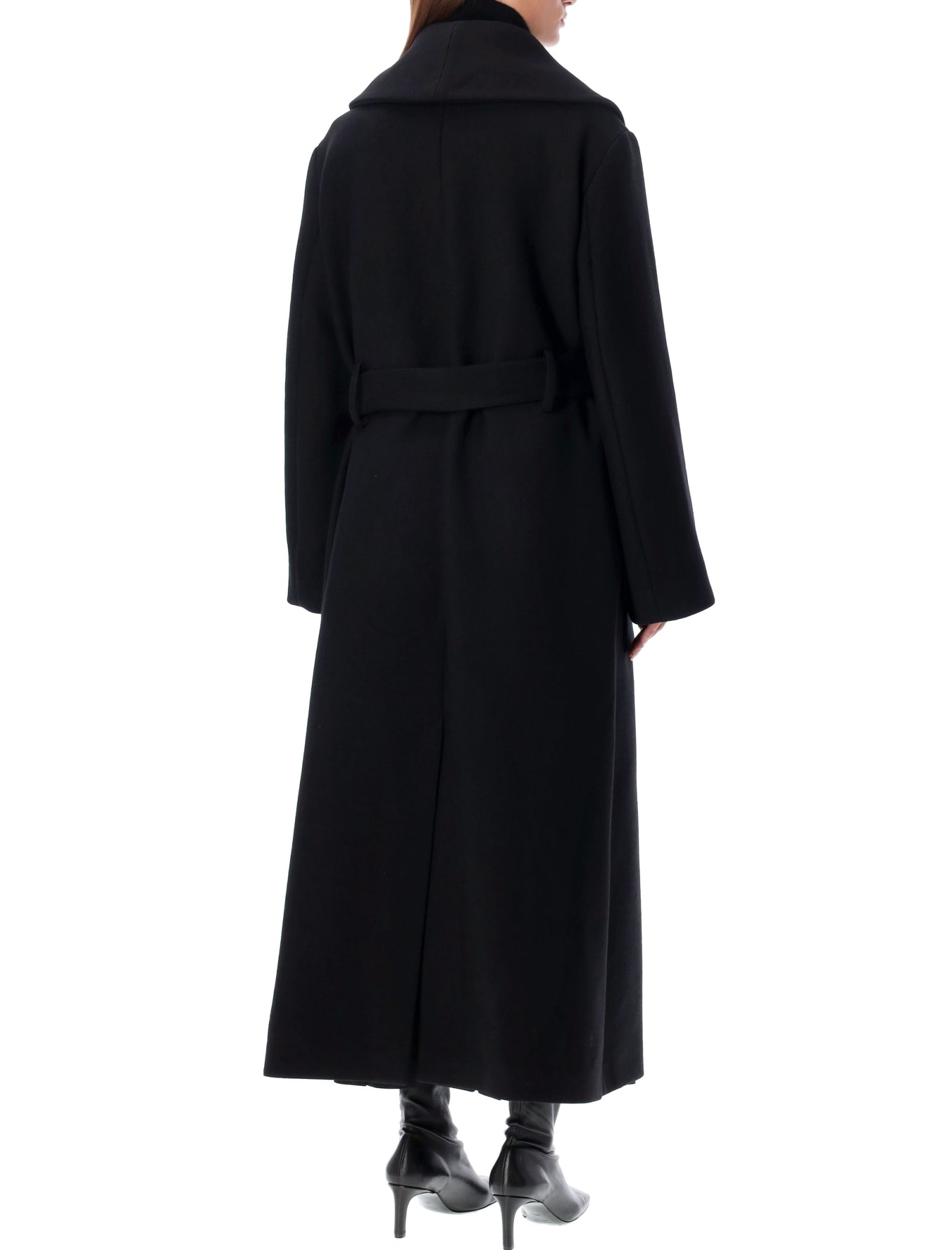 Shop Rohe Shawl Collar Wrap Coat In Black