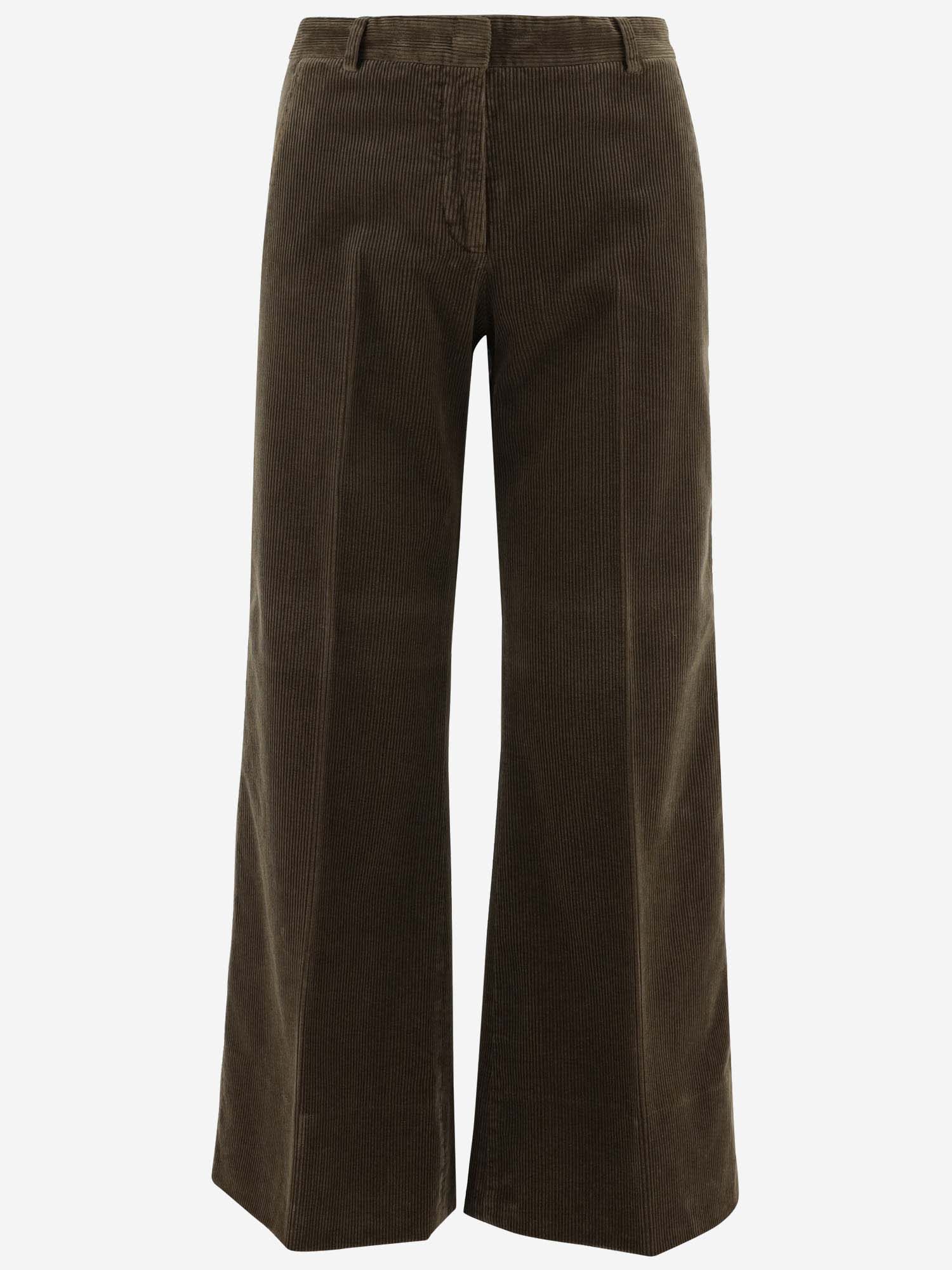 Stretch Cotton Velvet Flared Pants