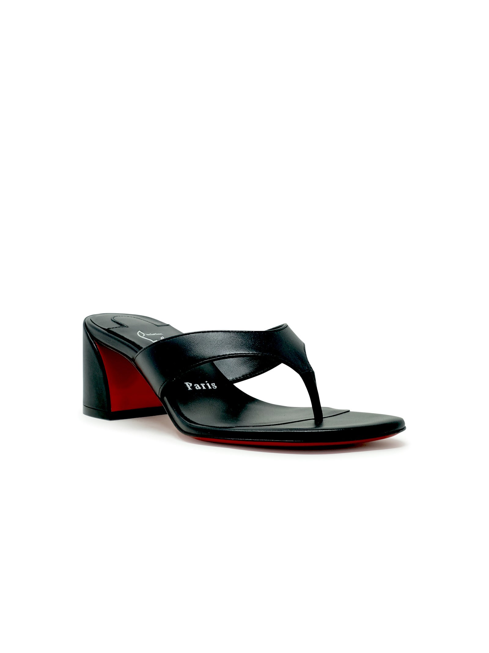 Christian Louboutin Jane Tonga Leather Red Sole Slide Sandals