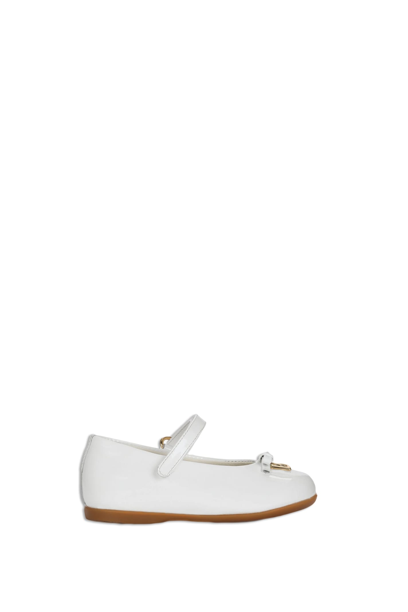 Shop Dolce & Gabbana Patent Leather Ballerina In White