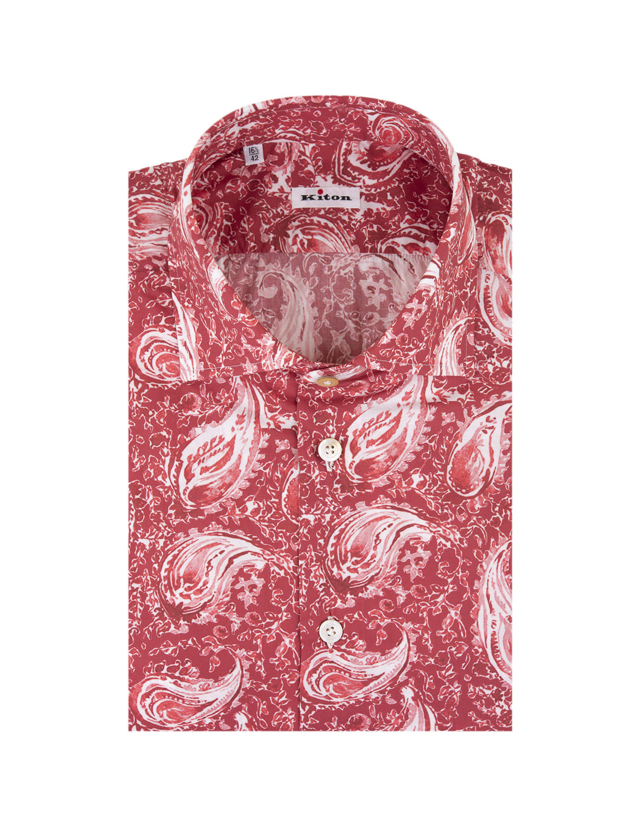 Shop Kiton Red Classic Shirt With Cashmere Print