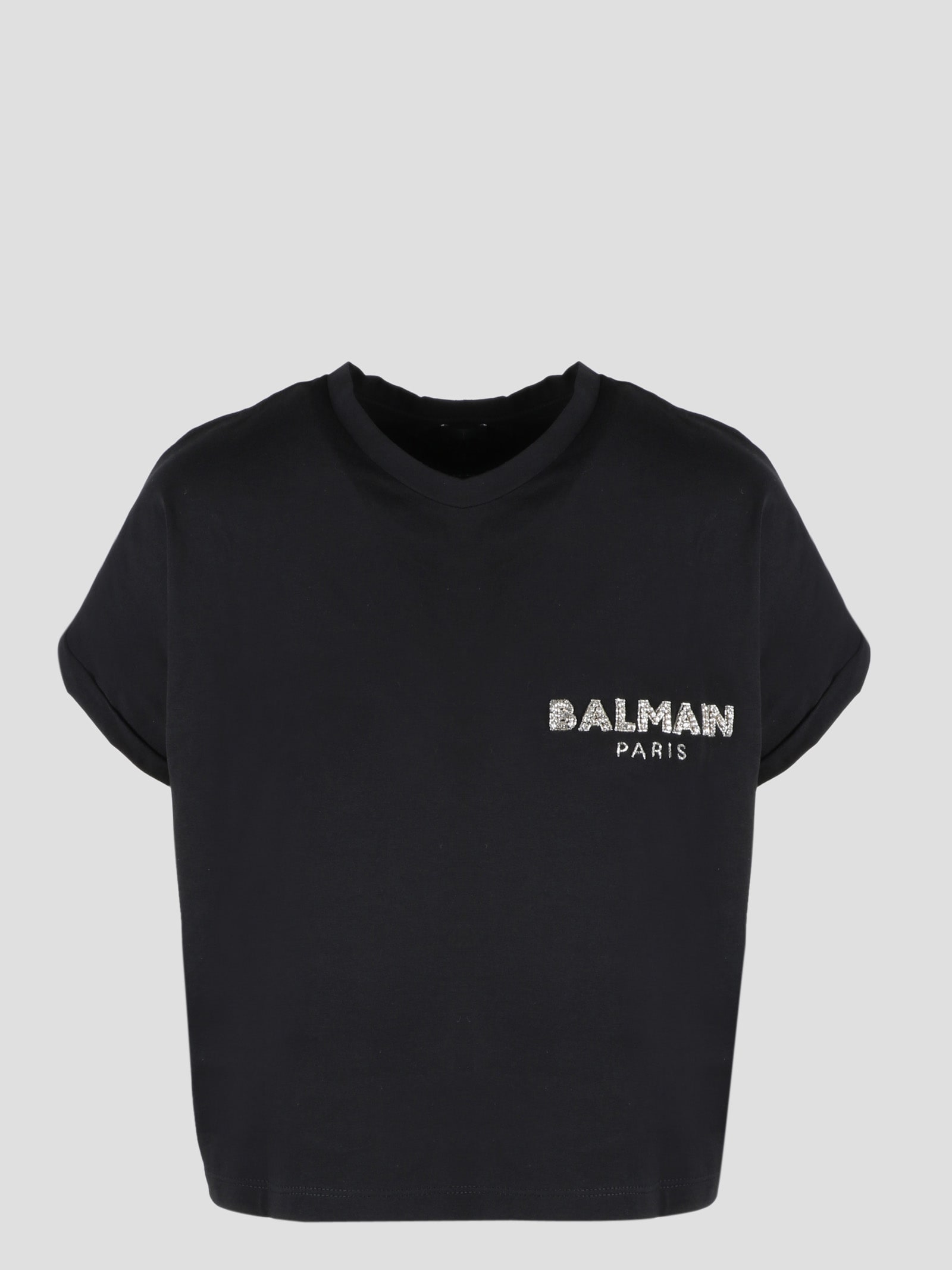 Balmain Embroidered Logo Crop T-shirt
