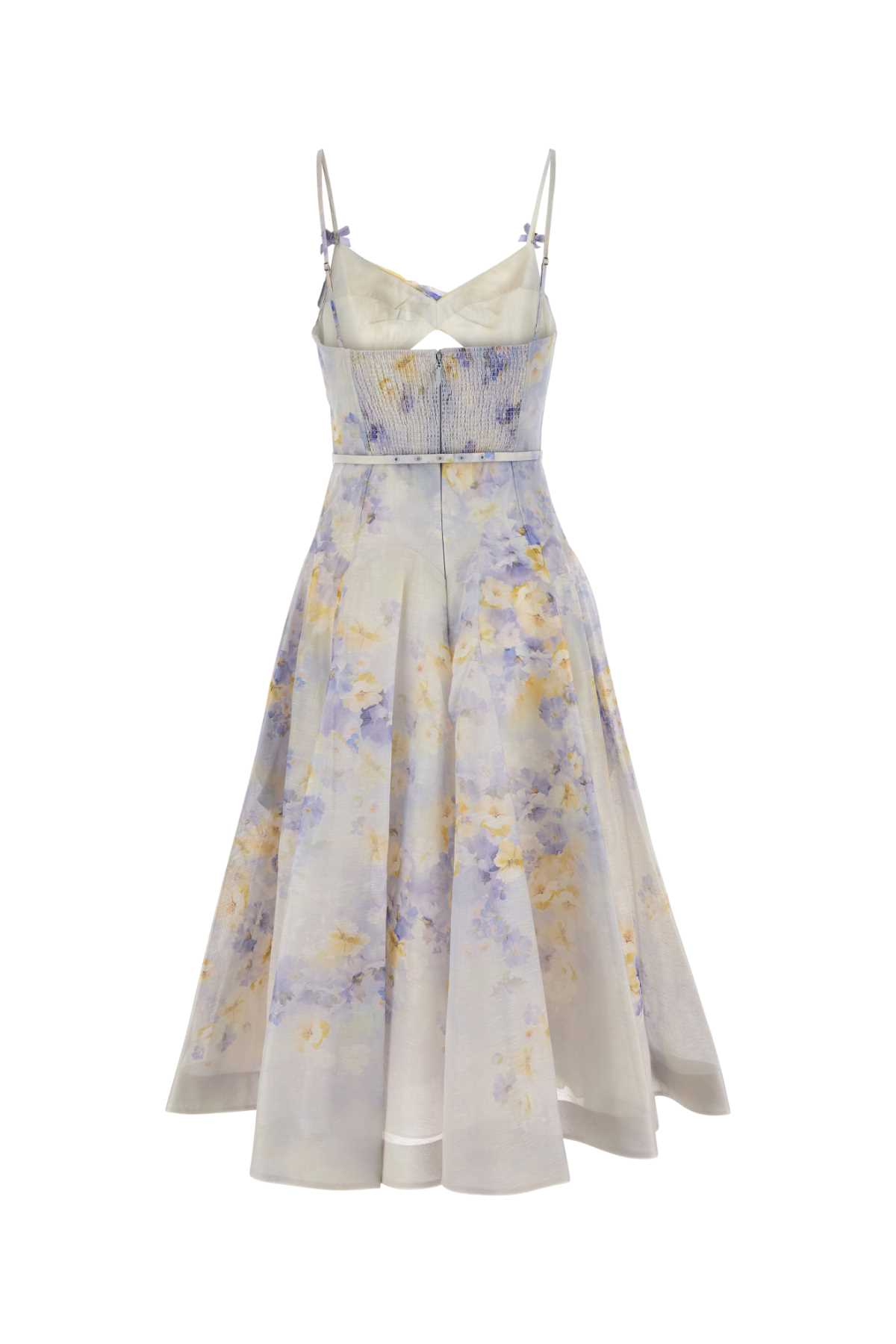 ZIMMERMANN PRINTED LINEN BLEND CRUSH DRESS