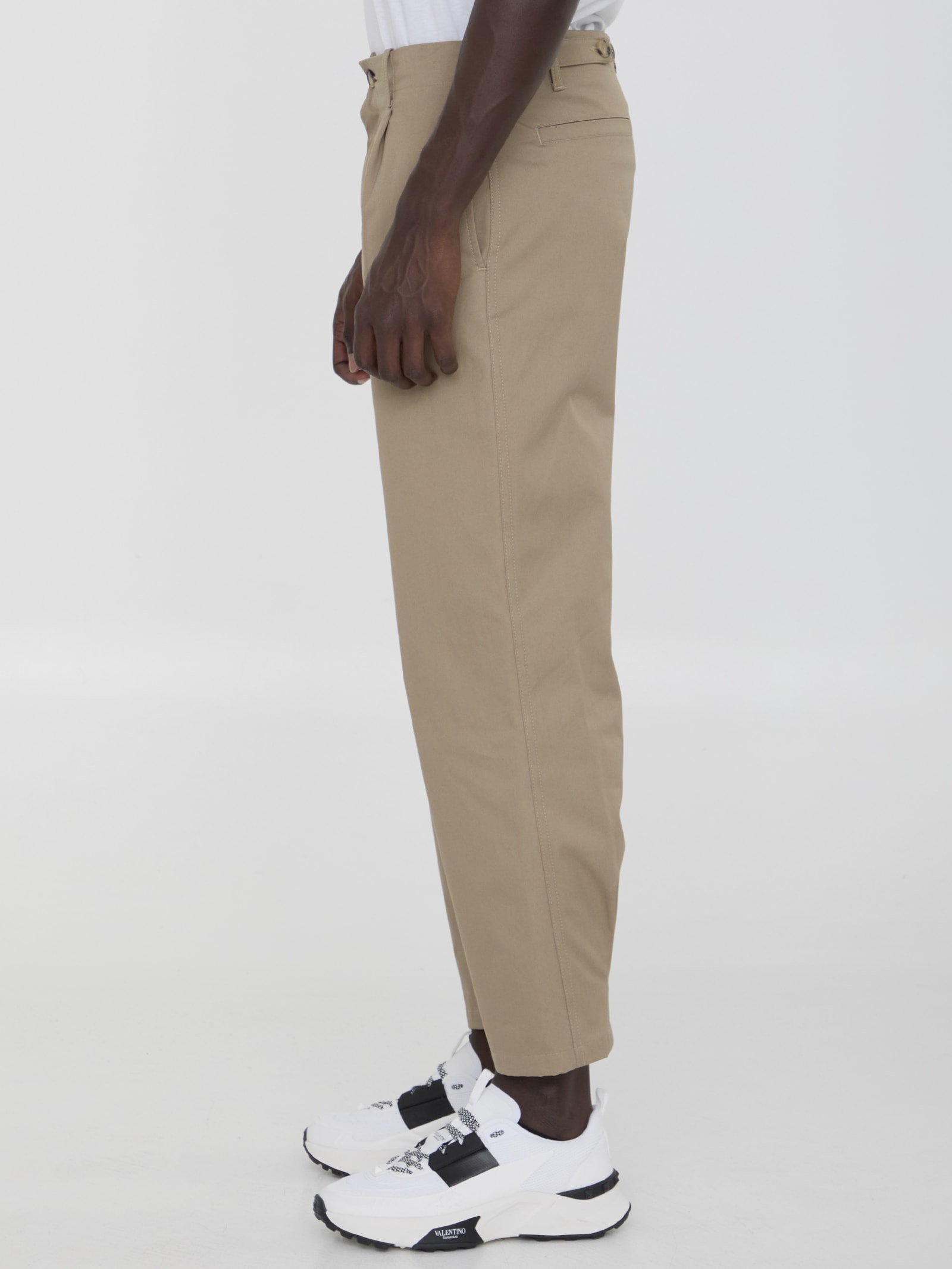 Shop Valentino Pants In Cotton Gabardine In Beige