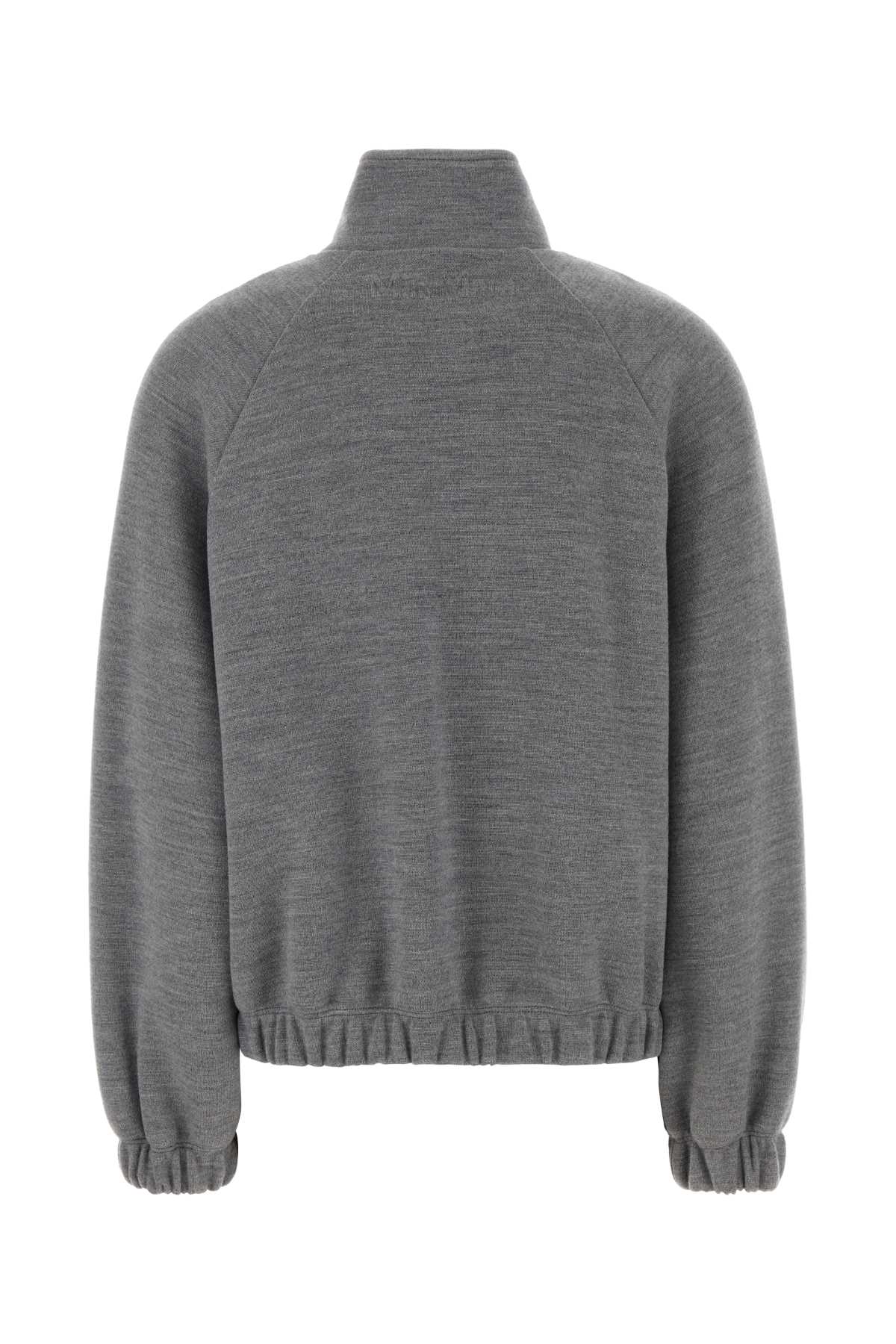 Max Mara Melange Grey Wool Blend Frine Oversize Sweatshirt In Gray