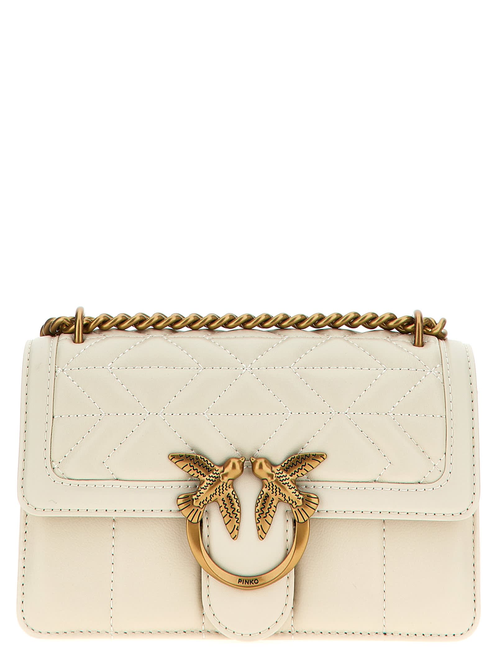 Shop Pinko Love One Mini Crossbody Bag In White