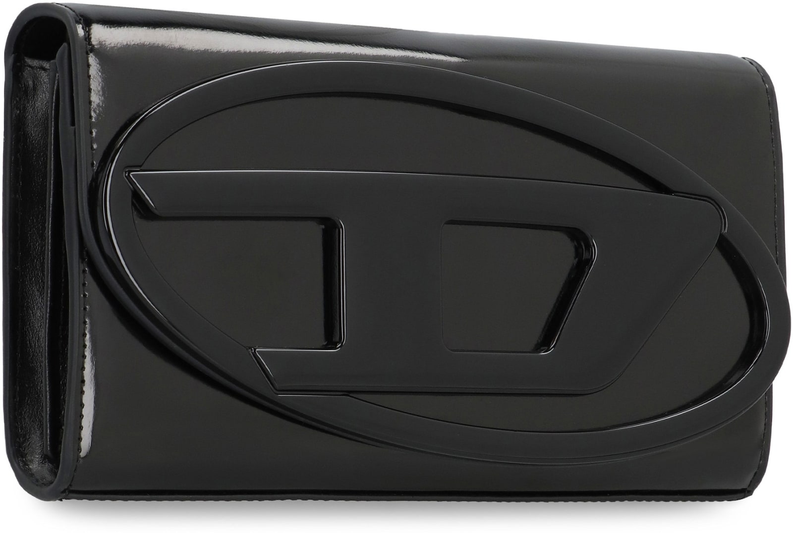 Shop Diesel 1dr Leather Wallet On Chain In Black