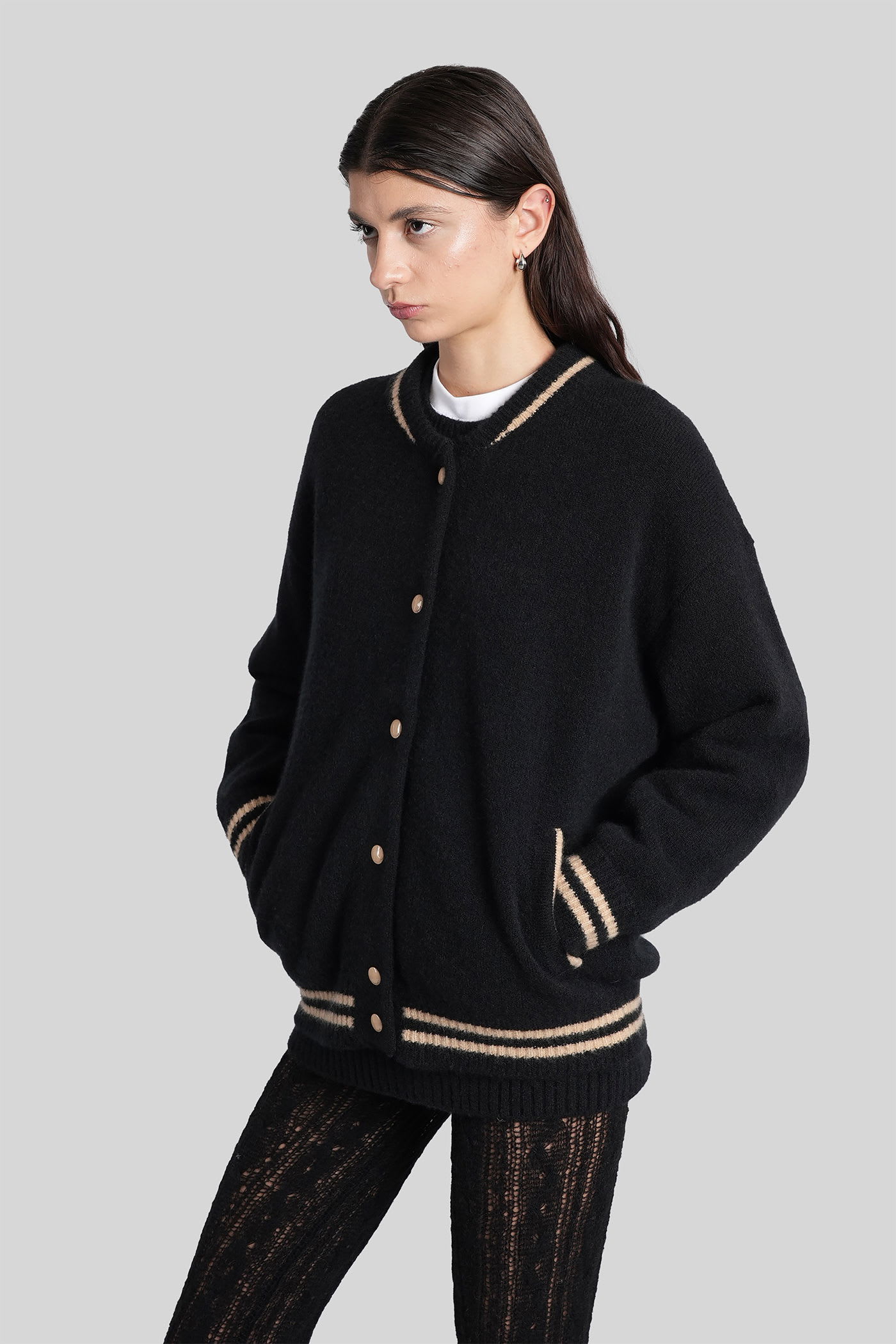 Laneus Bomber Jacket In Black Cashmere In Black