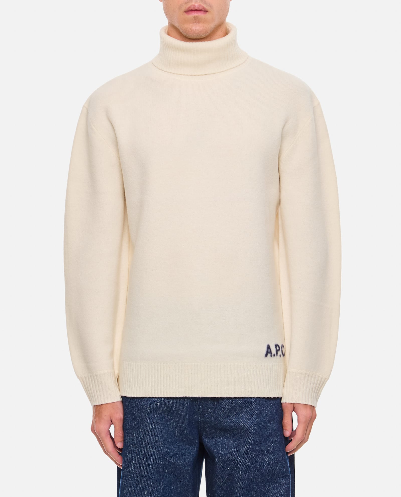 Apc Logo-detail Turtleneck Sweater In Neutral