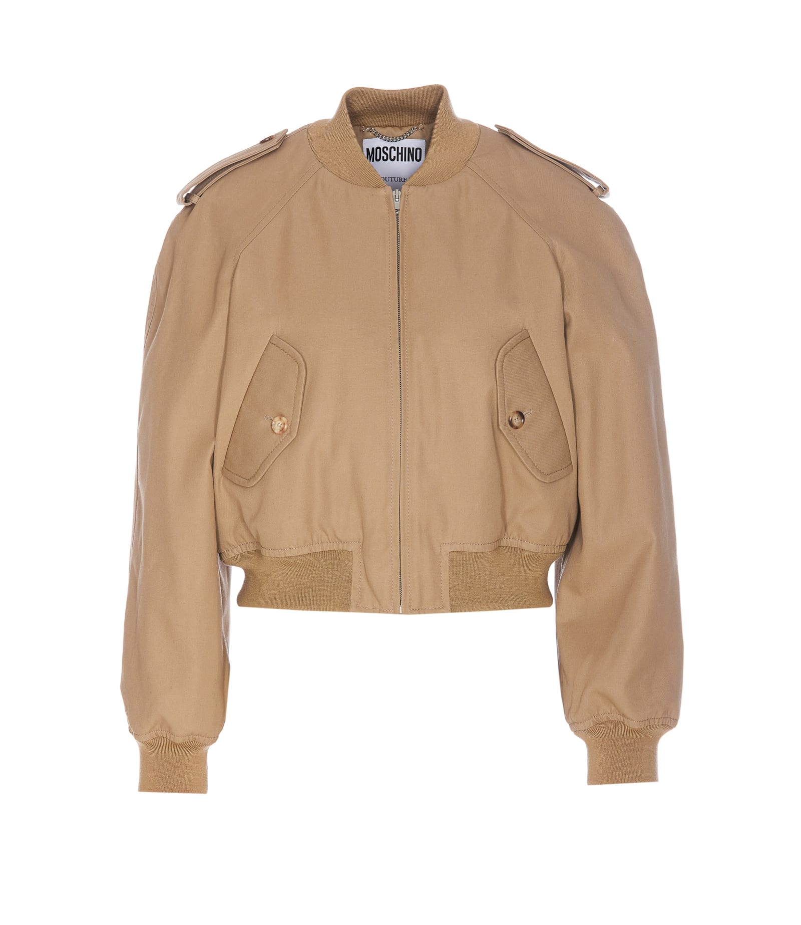 Shop Moschino Logo Jacket In Beige