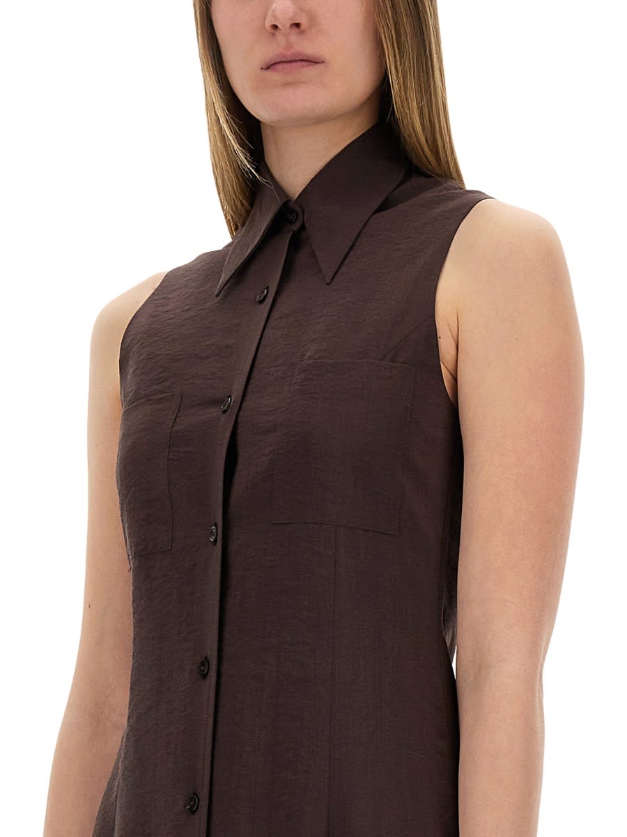 Shop Alysi Silk Canvas Chemisier Dress In Brown