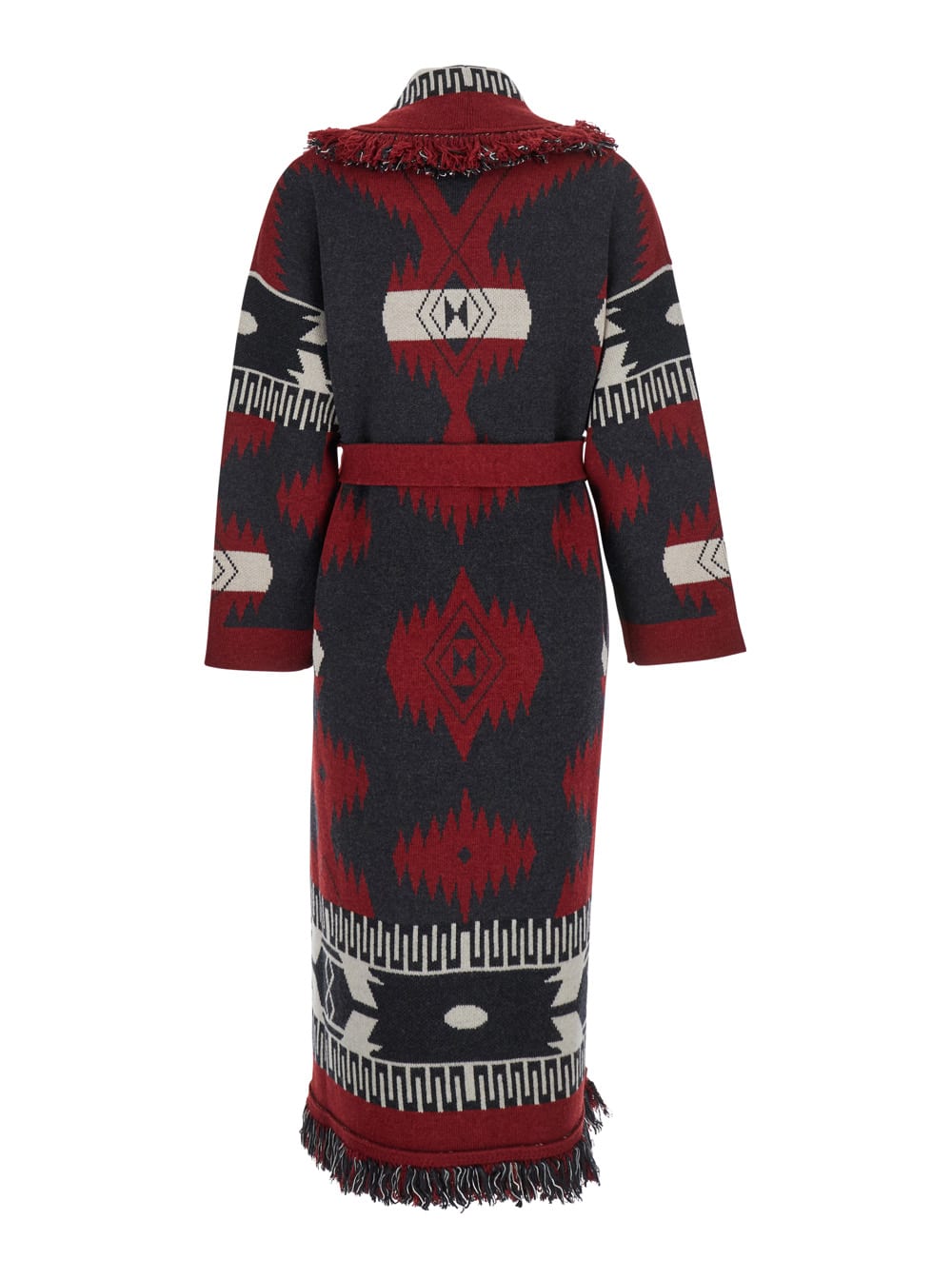 Alanui Multicolor Cardigan With Shawl Collar And Belt In Wool Woman In Multi