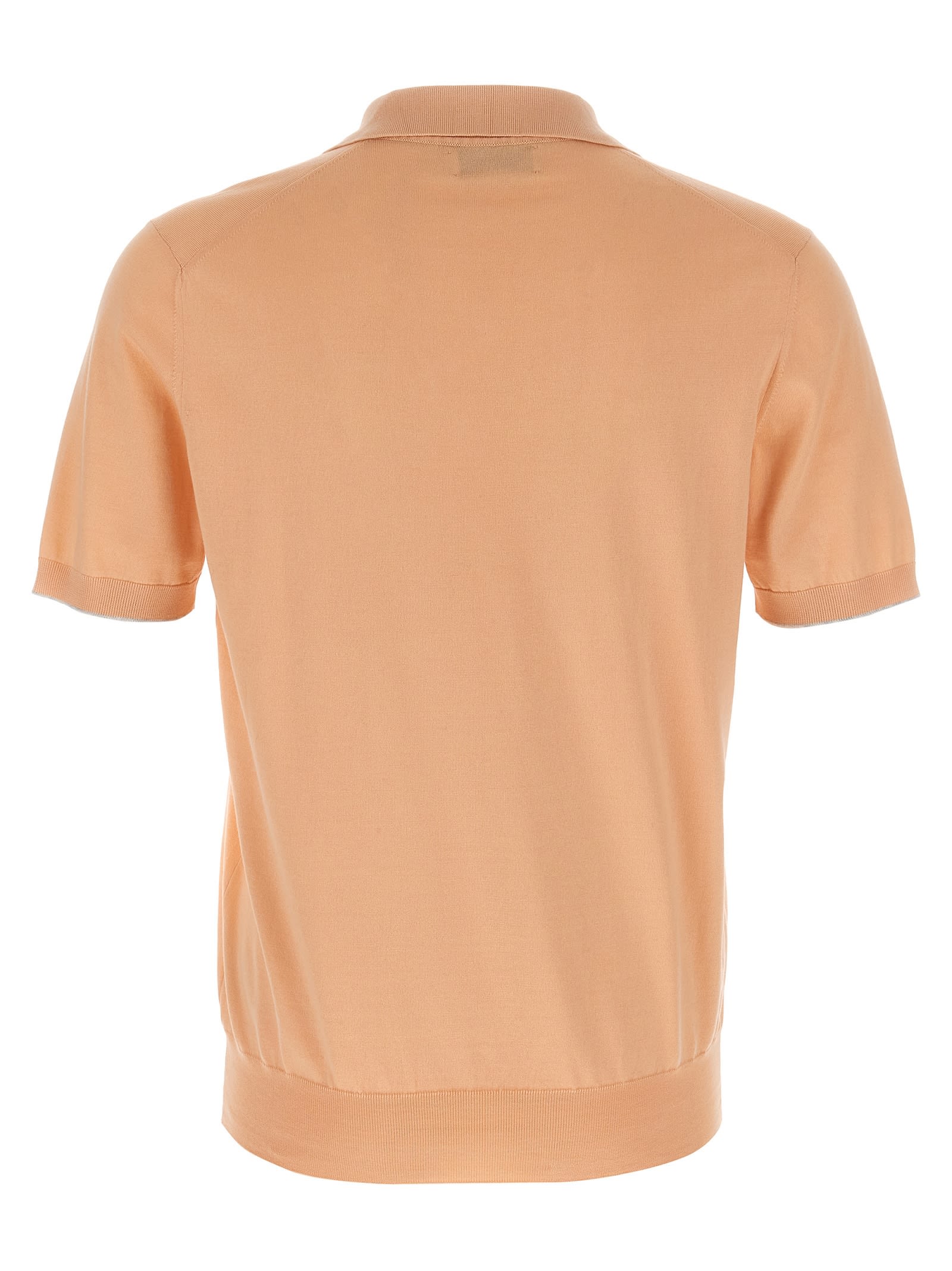 Brunello Cucinelli Collared Polo Shirt Ribbed Texture In Pink