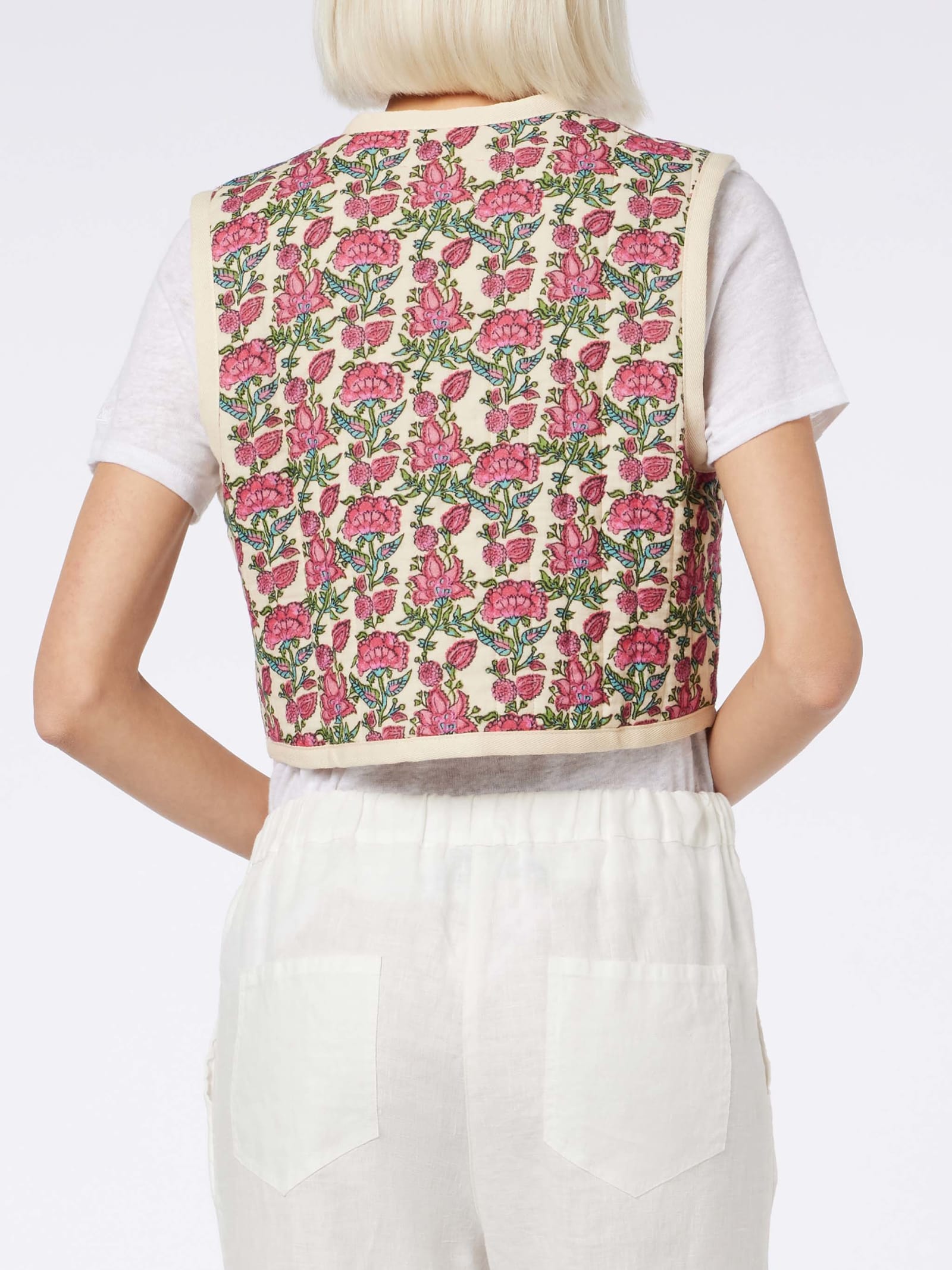 Mc2 Saint Barth Woman Embroidered Padded Vest In White