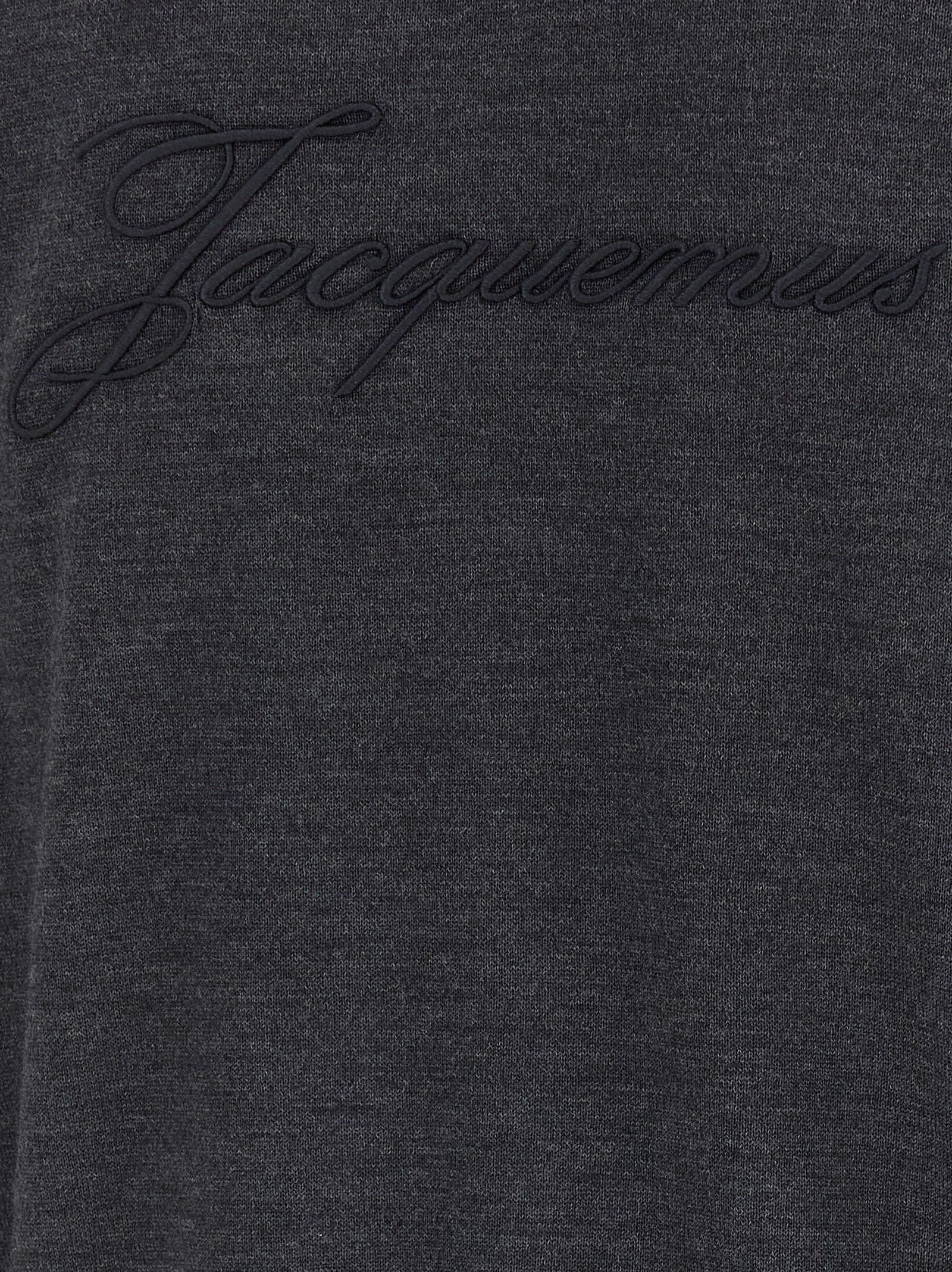 Jacquemus Long Sleeve Crewneck Sweater With Ribbed Cuffs In Gray