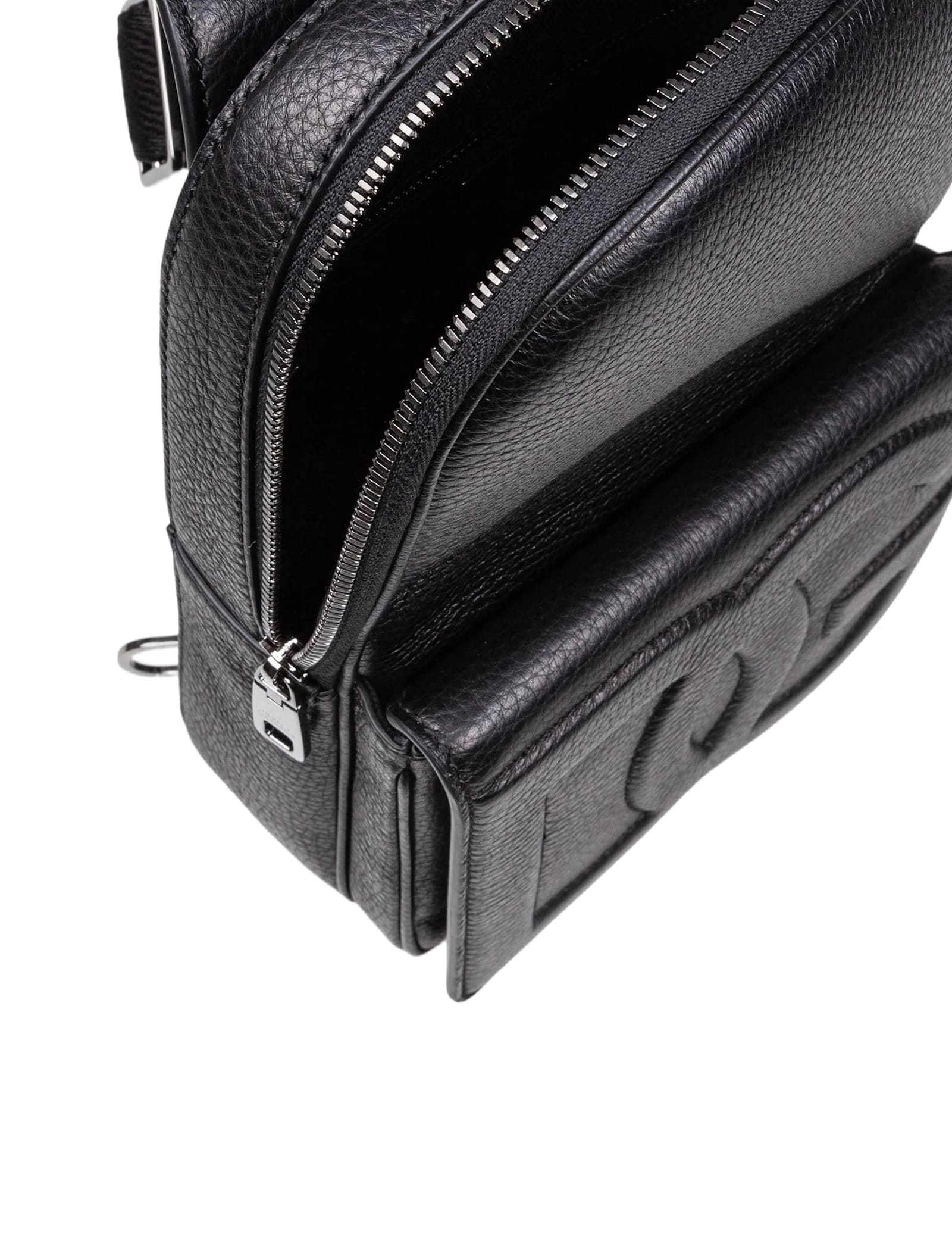 Dolce & Gabbana Leather Backpack With Embossed Dg Logo In Black