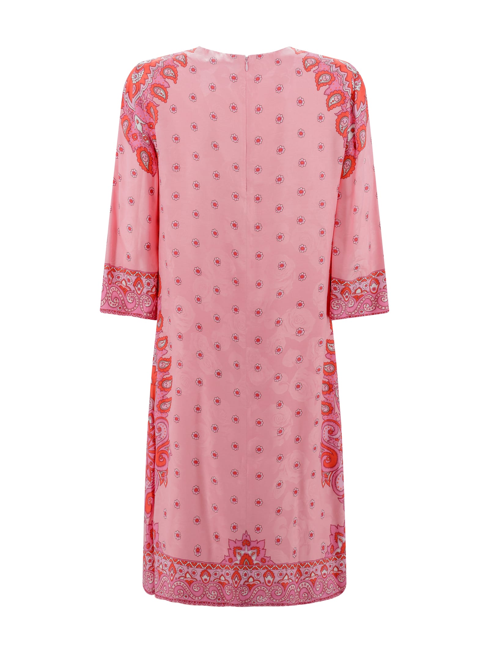 Etro | Pink Paisley Print Silk Blend Tunic Dress| Women | 48