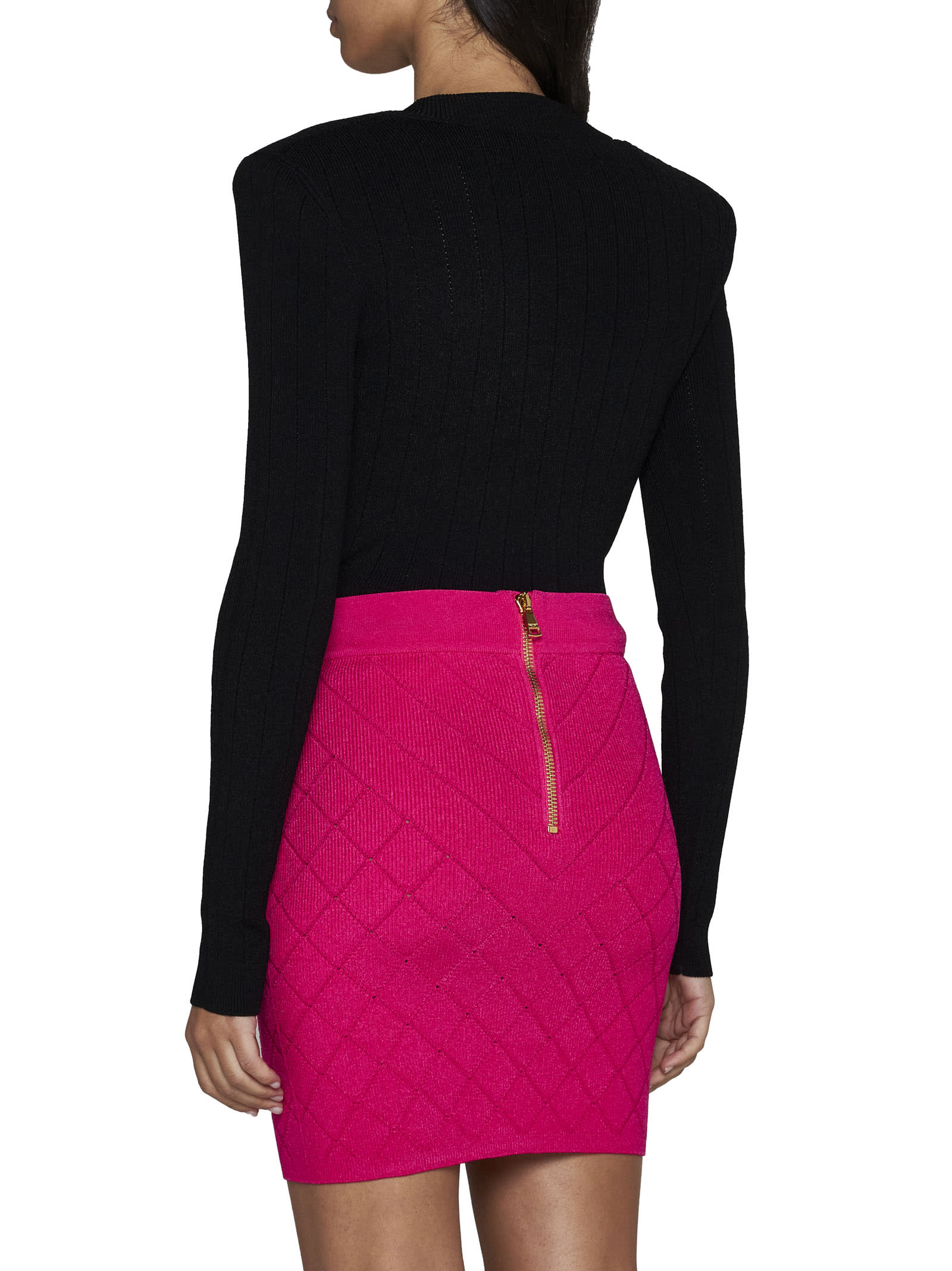 Shop Balmain Skirt In Fuchsia