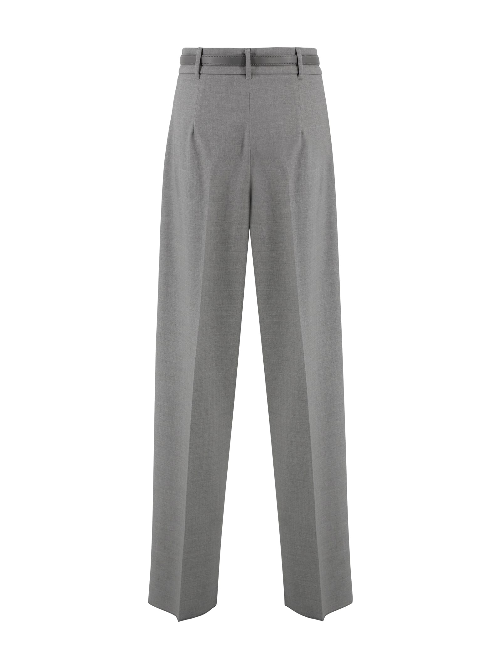 Max Mara Pleated-front Belted Trousers In Gray