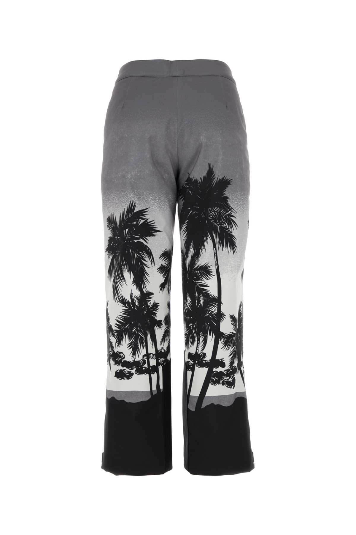 Palm Angels Printed Polyester Ski Pant In Lightgreywhite