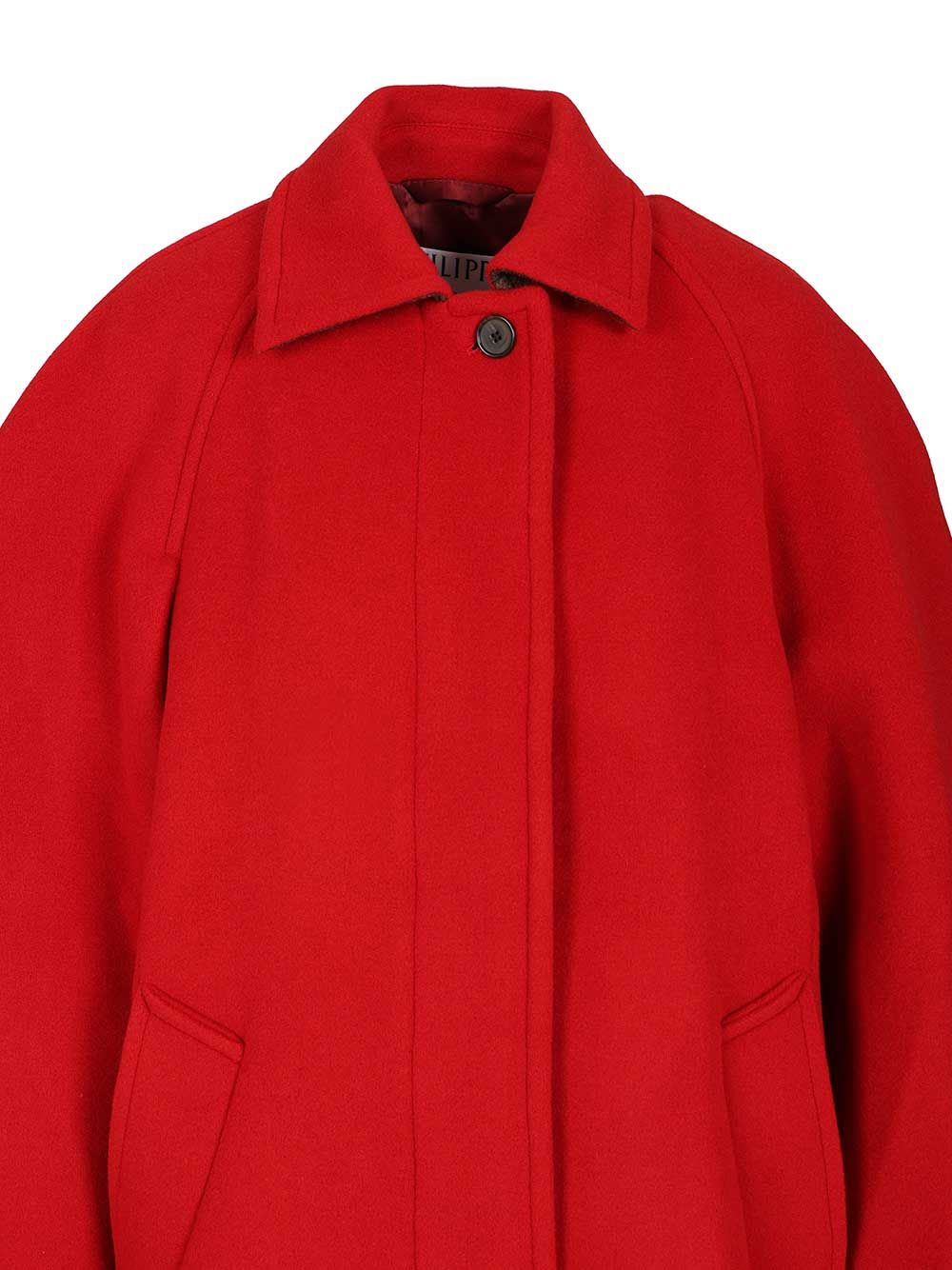 Filippa K Cocoon Raglan Sleeve Coat With Hidden Closure Coats Red In Red
