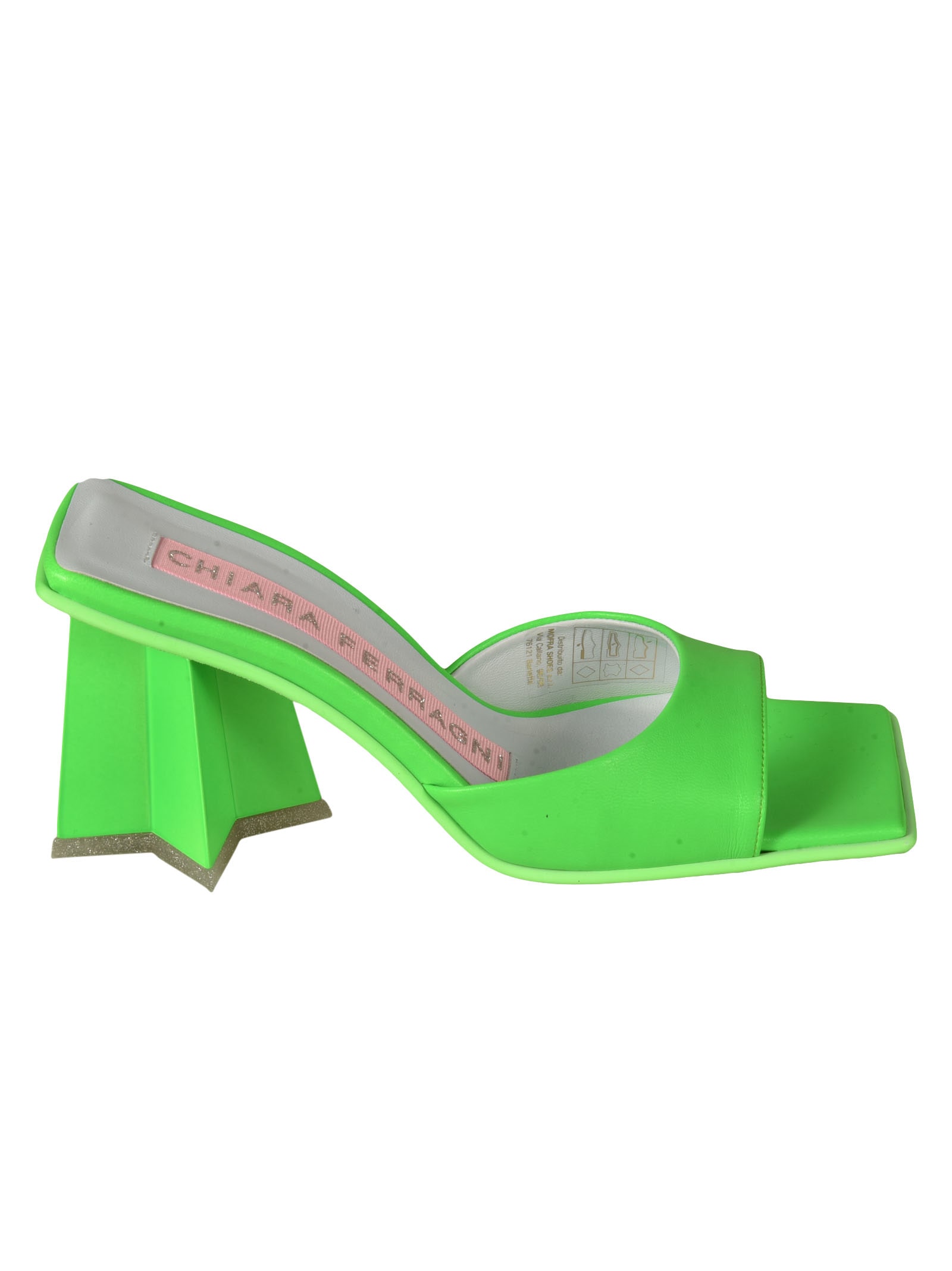 Chiara Ferragni Star Heel 85 Mules In Bright Green